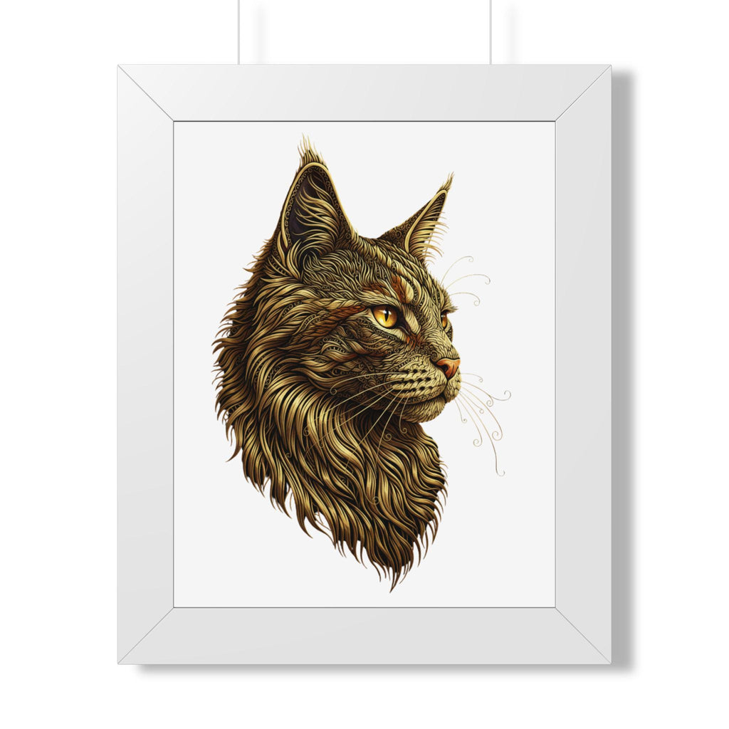 Majestic Lynx Head Framed Vertical Poster | Wildlife Art Print