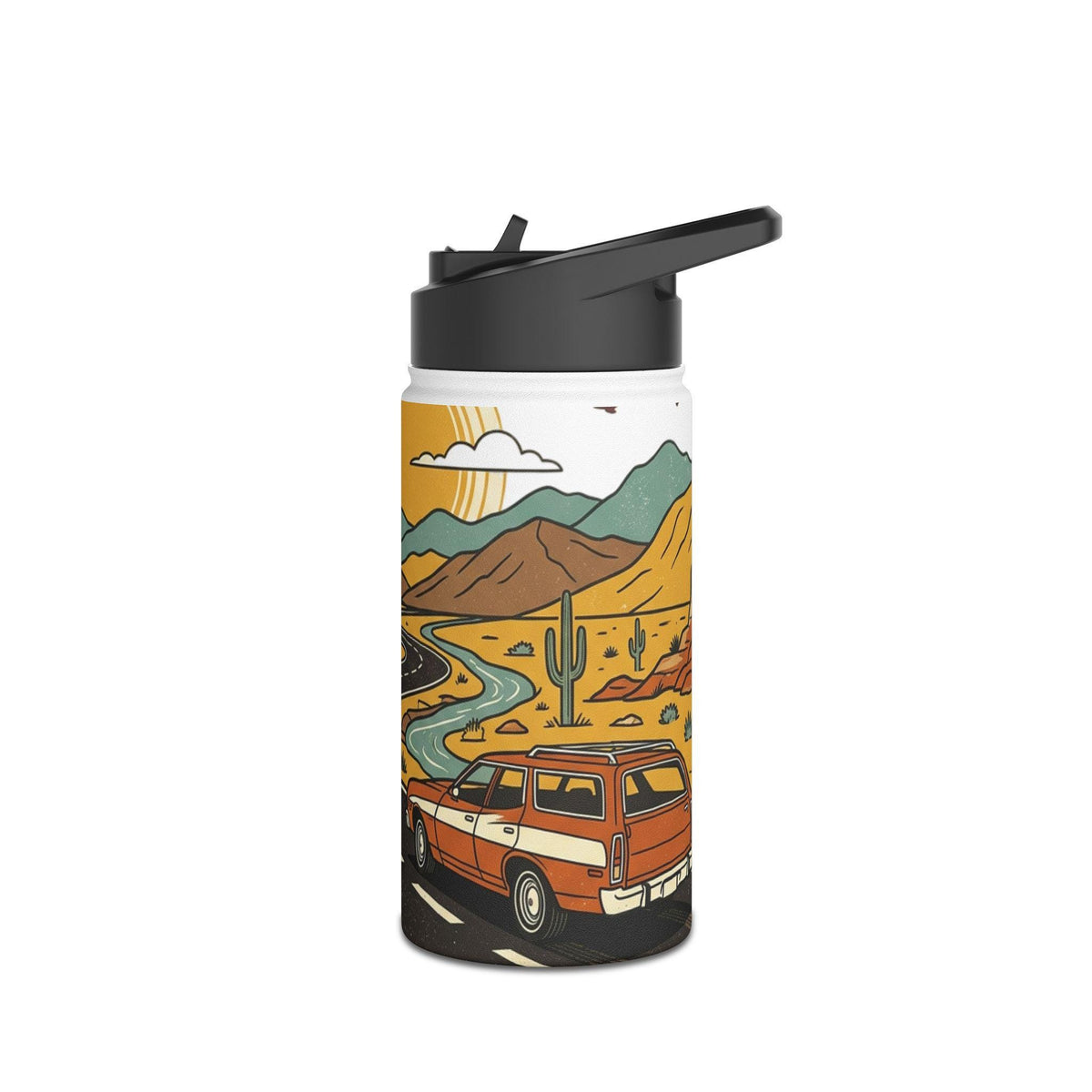 Desert Road Trip Stainless Steel Water Bottle | Scenic Canyon Drive