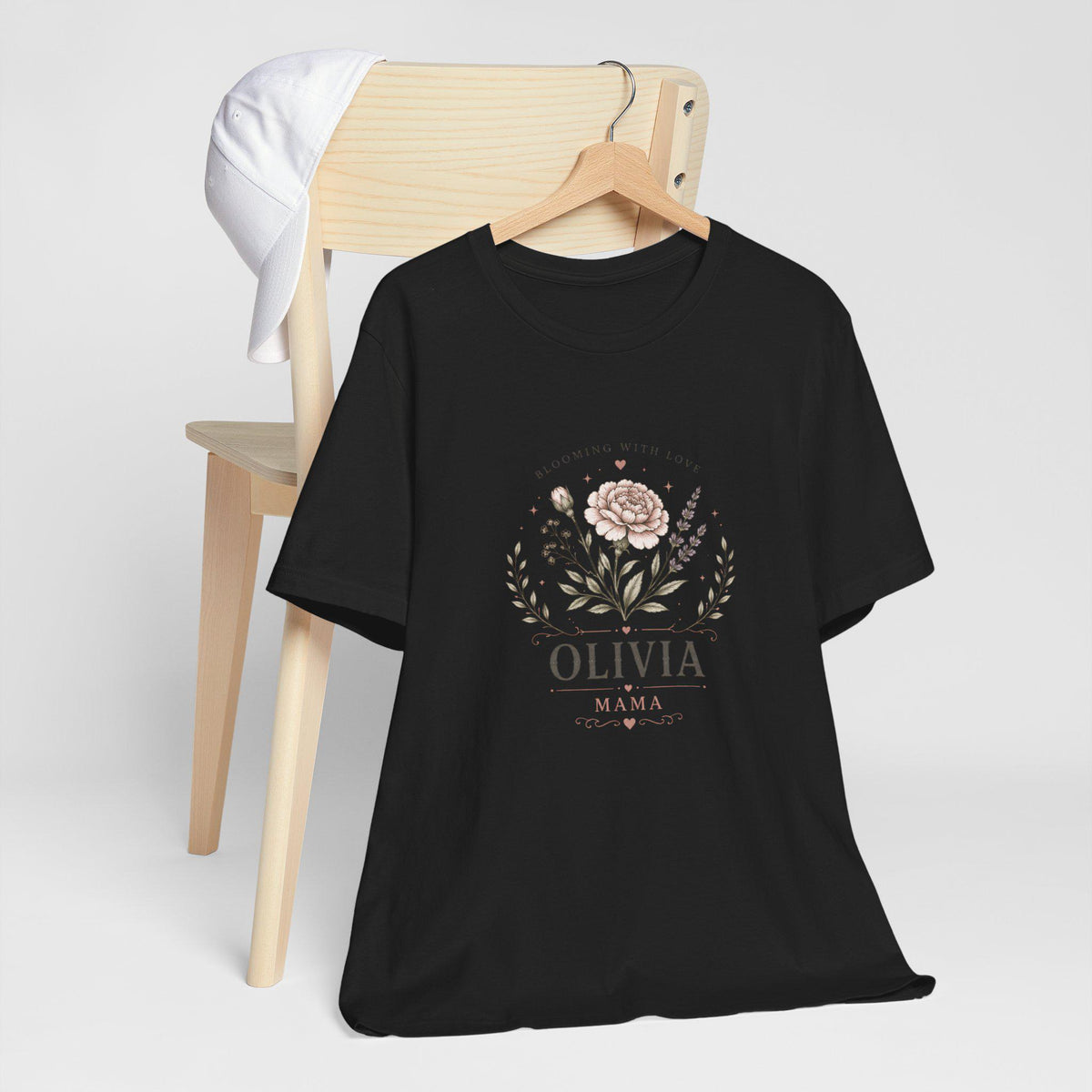 Olivia Floral Name Mama T-Shirt | Personalized Flower Monogram Tee