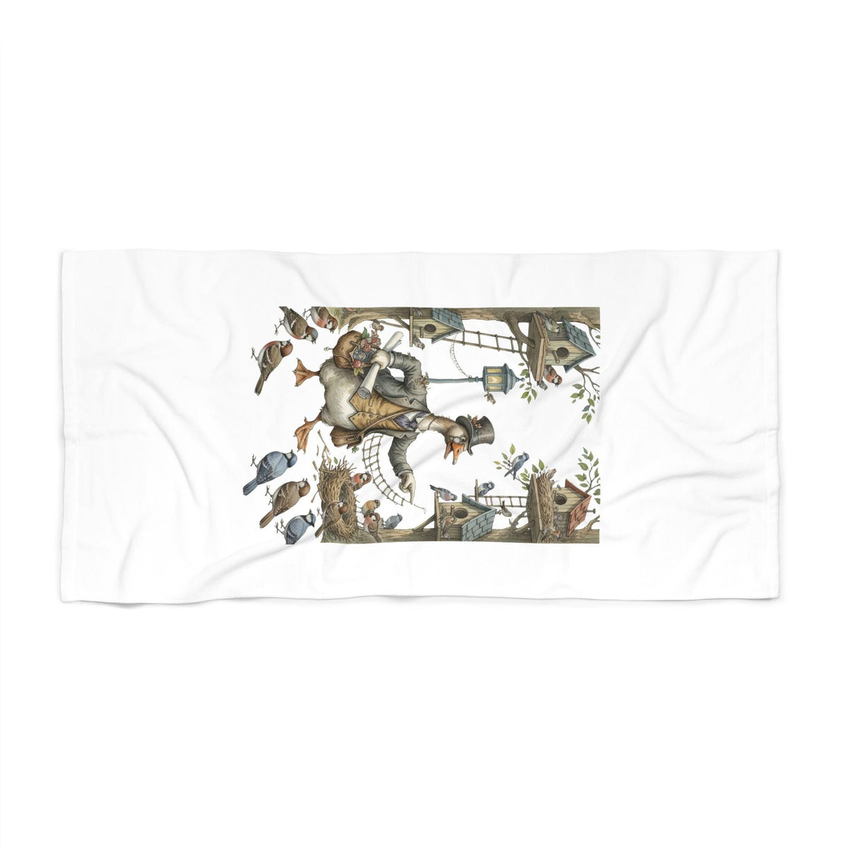 Vintage Fisherman Illustration Beach Towel | Nautical Seaside Scene