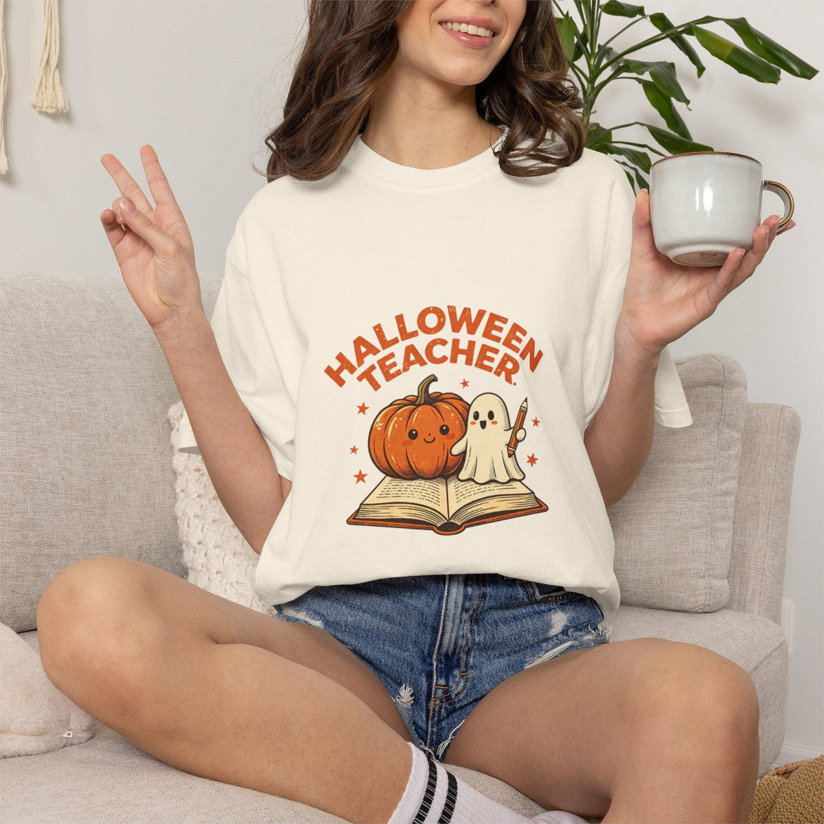 Halloween Teacher Pumpkin and Ghost T-shirt | Cute Spooky Classroom Tee