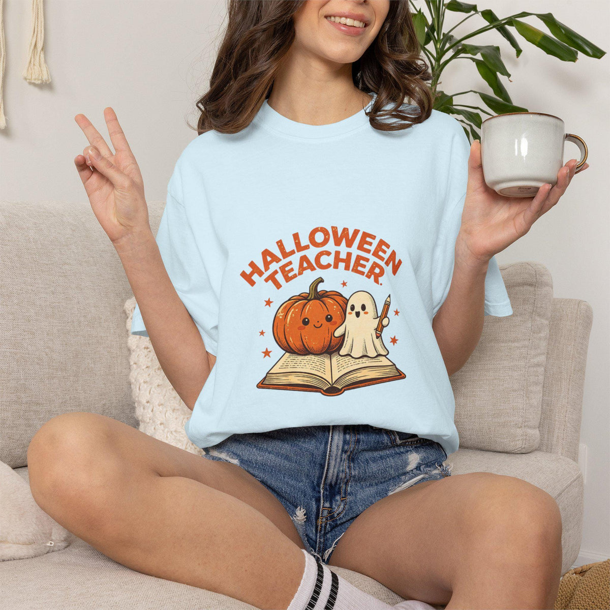 Halloween Teacher Pumpkin and Ghost T-shirt | Cute Spooky Classroom Tee
