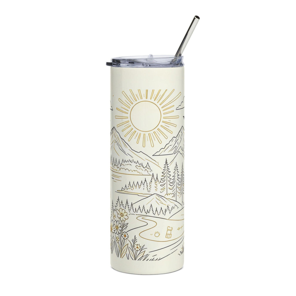 Mountain Lake Sketch Tumbler | 20oz Stainless Steel