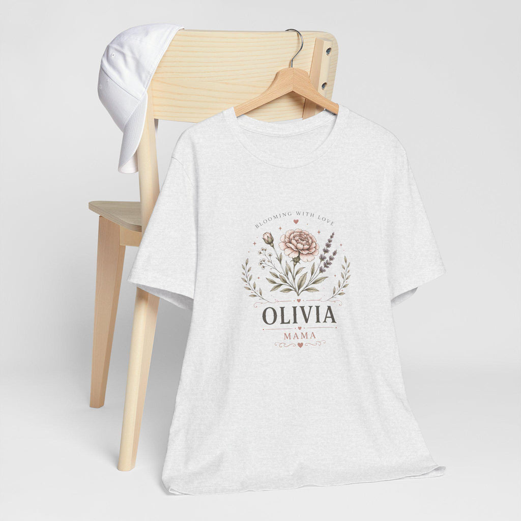 Olivia Floral Name Mama T-Shirt | Personalized Flower Monogram Tee
