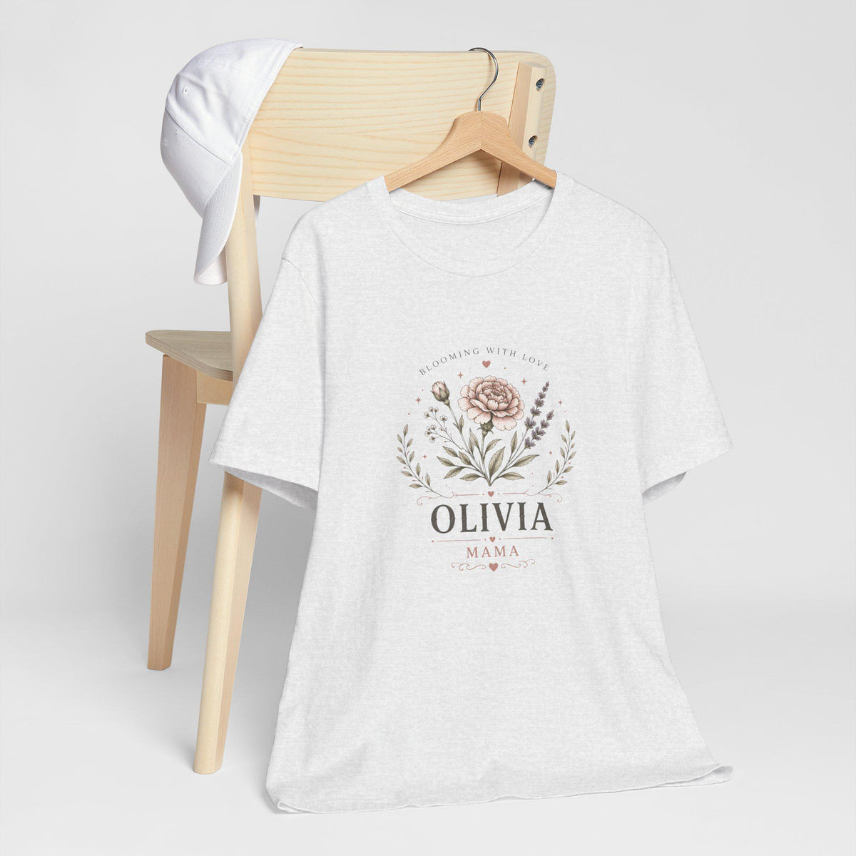 Olivia Floral Name Mama T-Shirt | Personalized Flower Monogram Tee