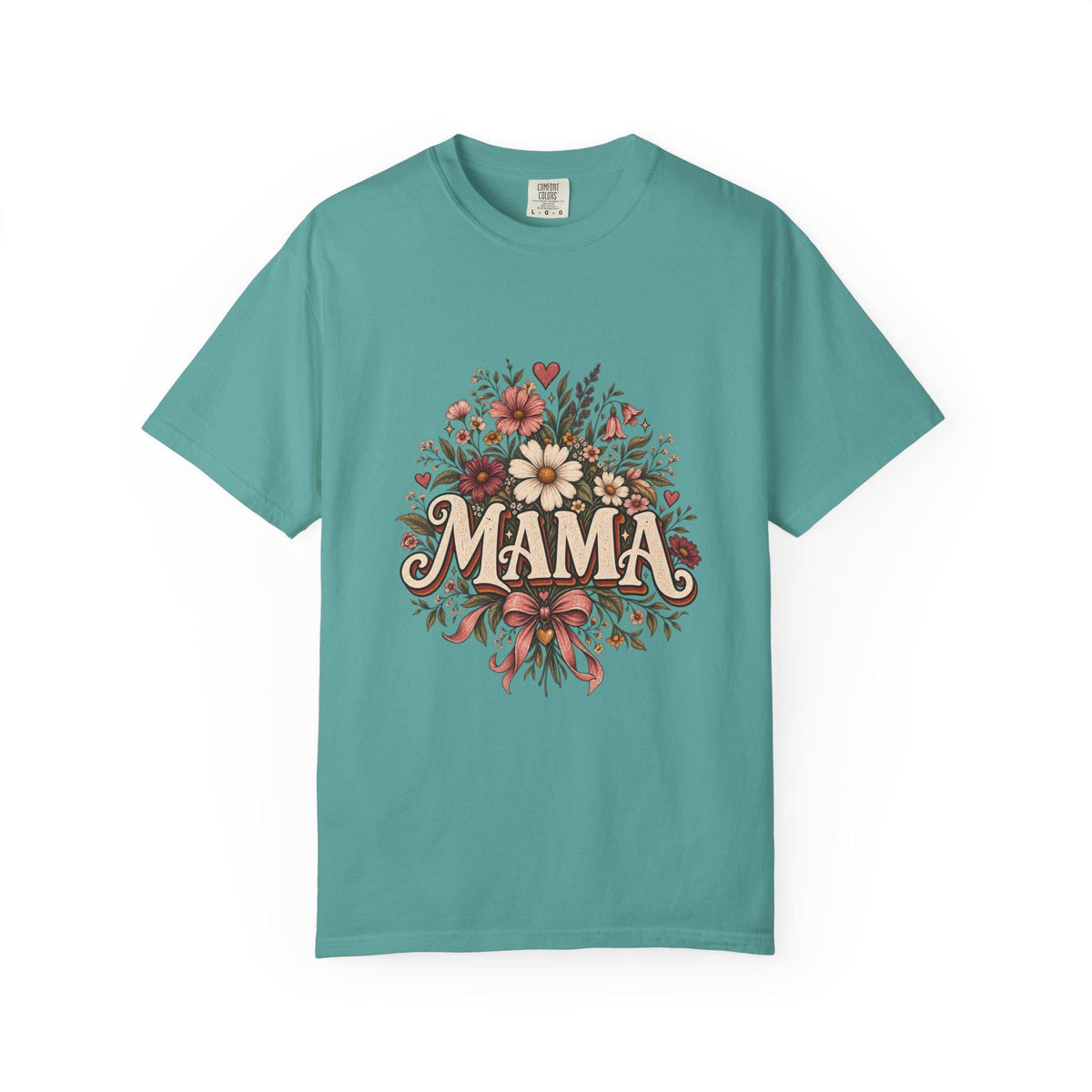 Mama floral bouquet T-Shirt | vintage script, roses & daisies