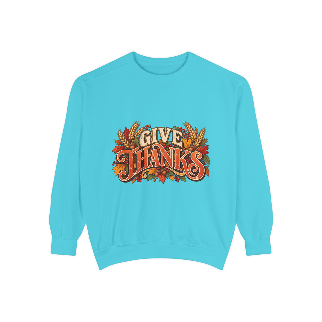 Give Thanks Fall Leaves Sweatshirt | Thanksgiving Seasonal Crewneck