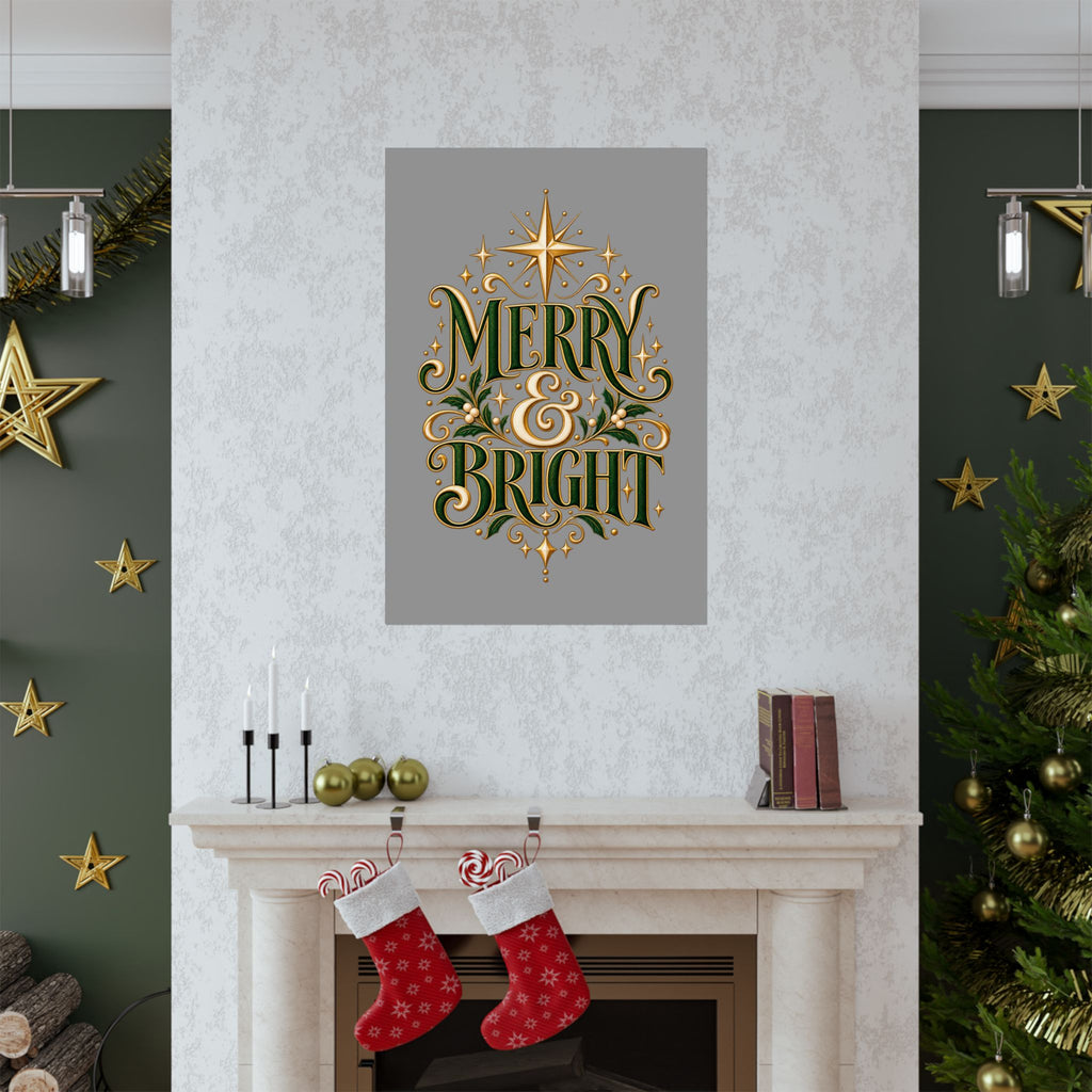 Merry & Bright Holiday Poster — Matte Vertical Christmas Wall Art