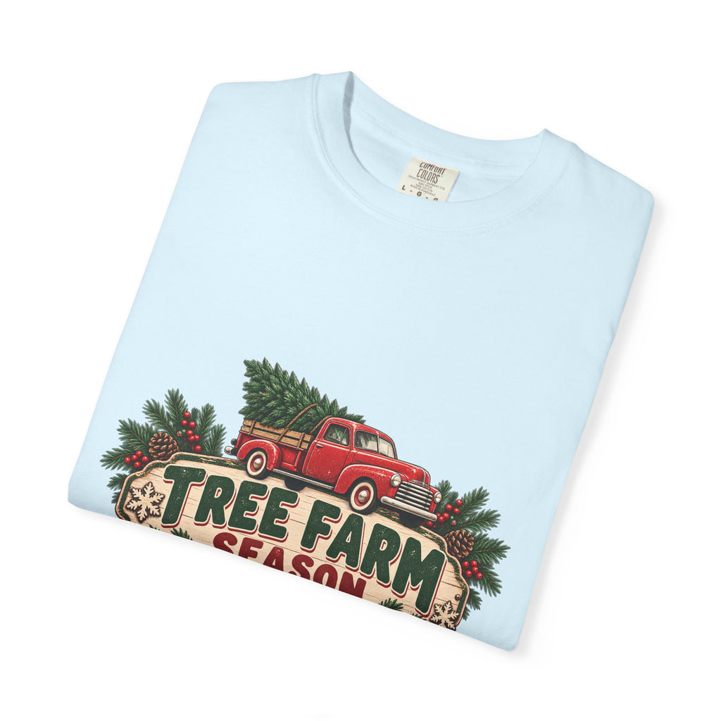 Tree Farm Season T-Shirt — Vintage Red Truck Christmas Tee