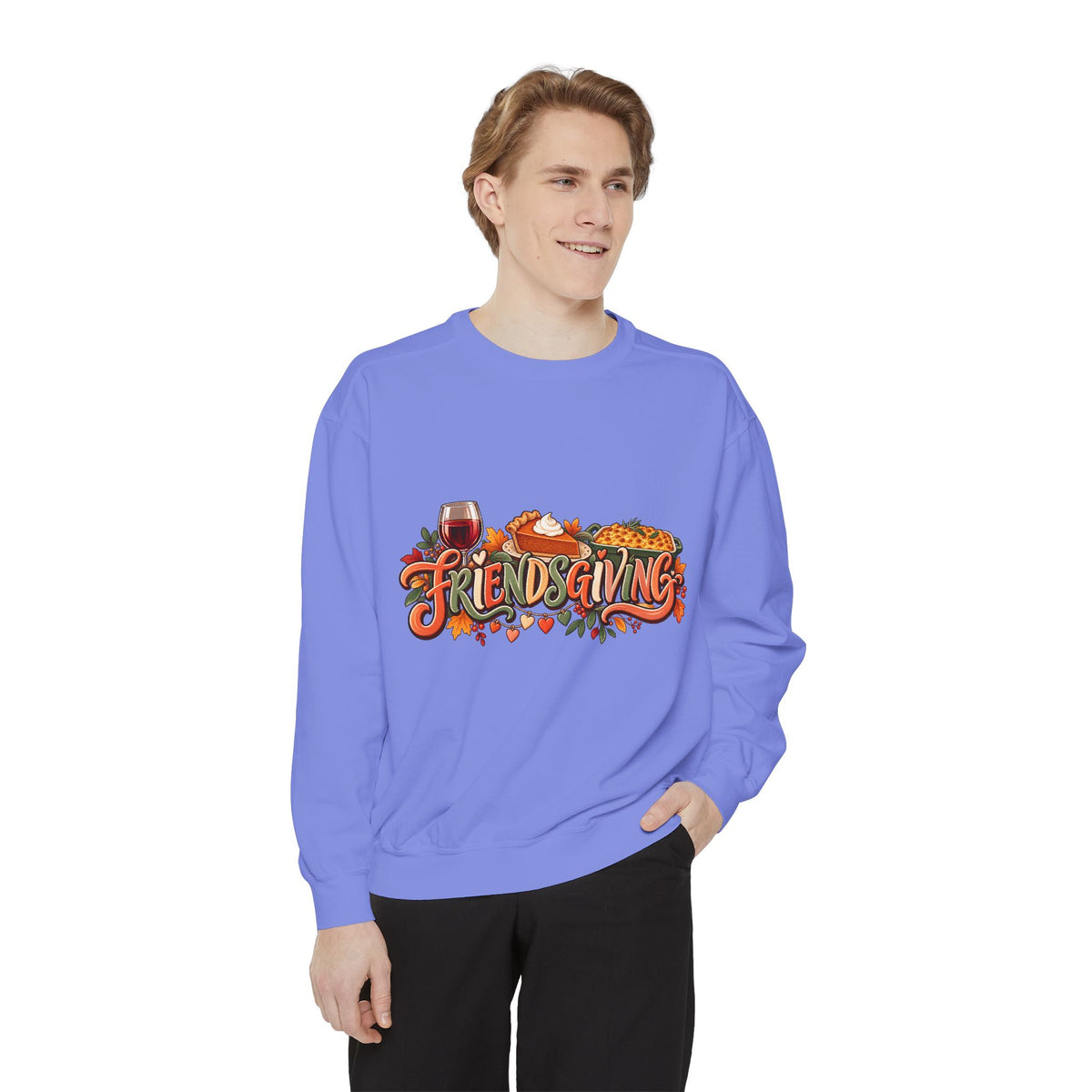 Friendsgiving sweatshirt | Thanksgiving fall leaves turkey wine