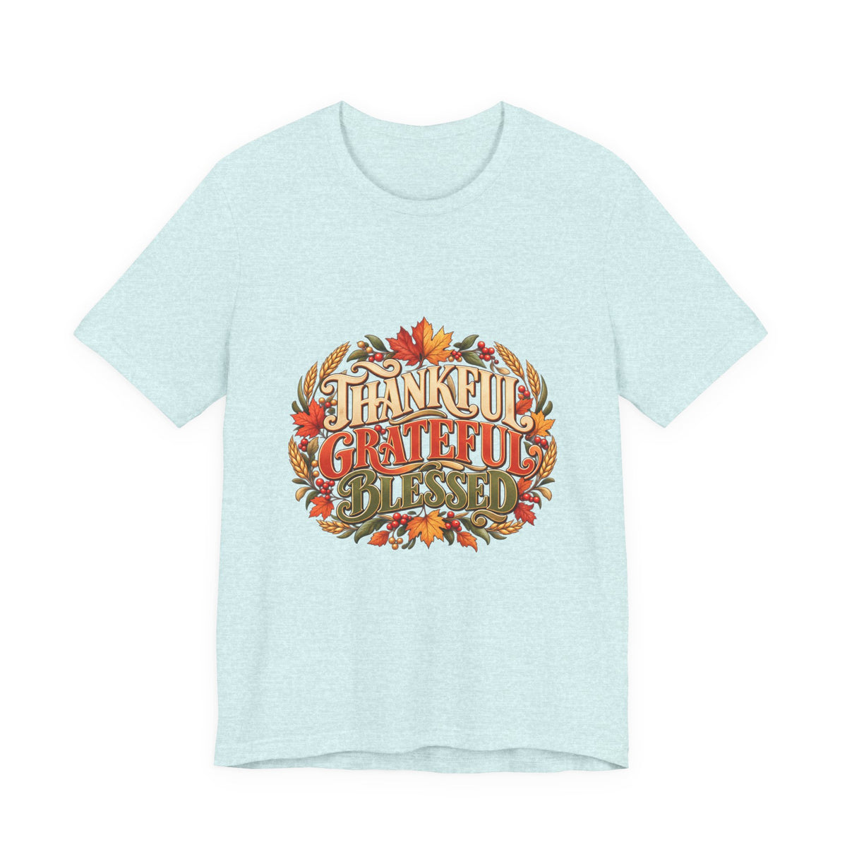 Thankful Grateful Blessed tee | Fall leaves Thanksgiving shirt