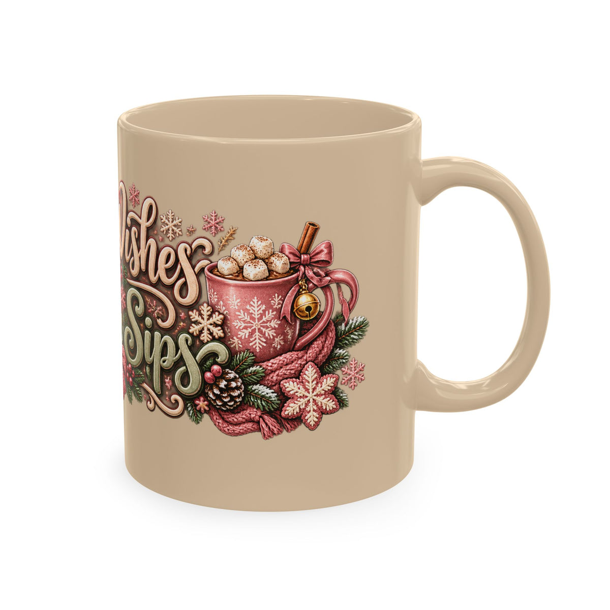 Warm Wishes & Winter Sips Christmas Ceramic Mug