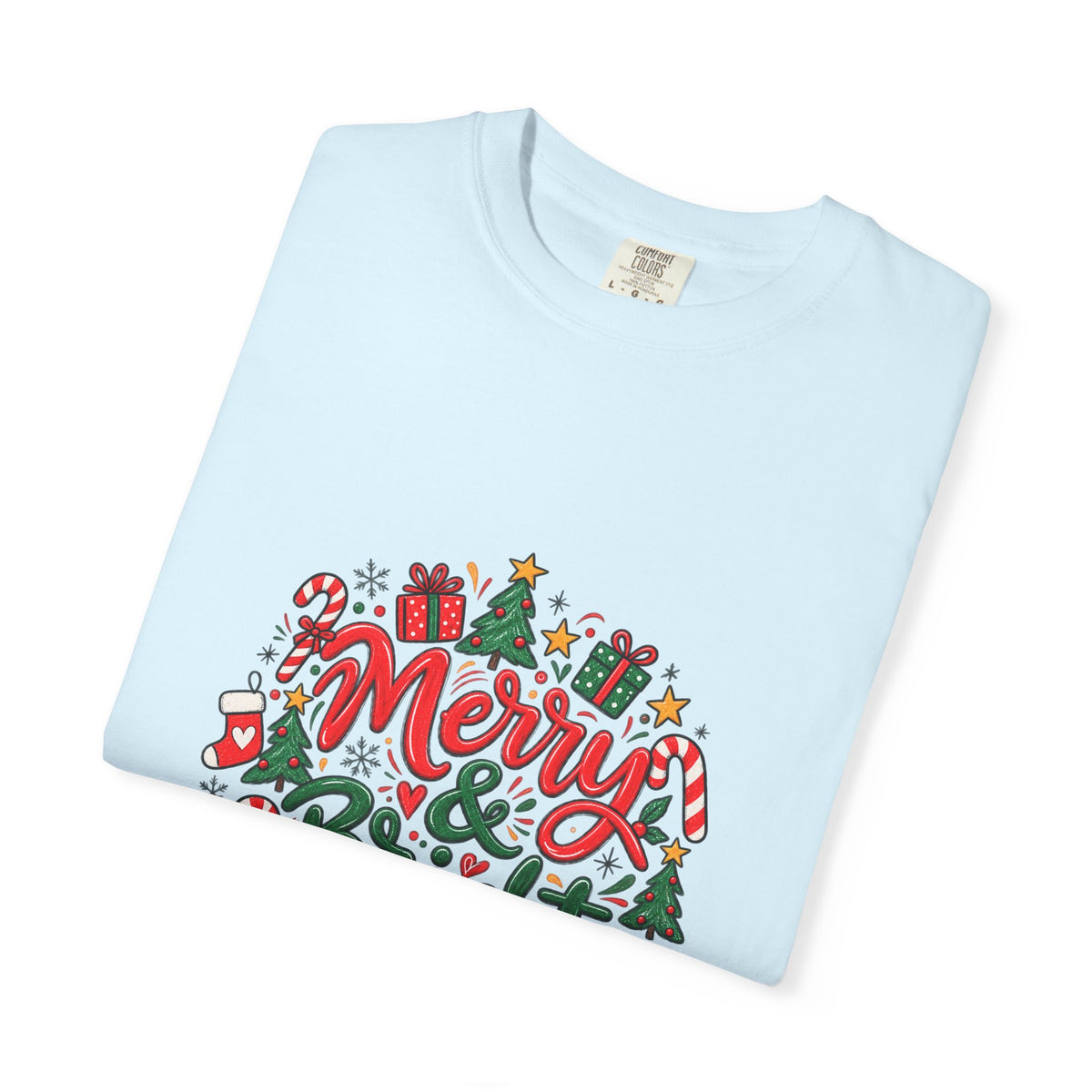 Merry & Bright Christmas T-Shirt | Festive Holiday Graphic Tee