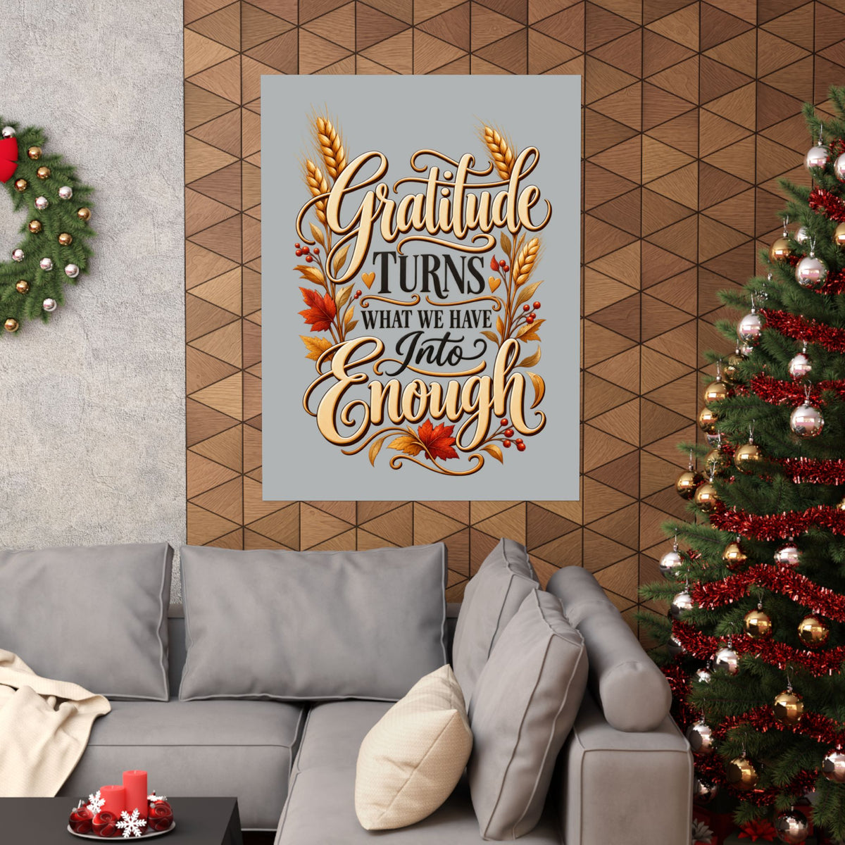 Gratitude Turns What We Have Into Enough — Thanksgiving Quote Wall Art, Minimalist Fall Poster, Farmhouse Autumn Decor