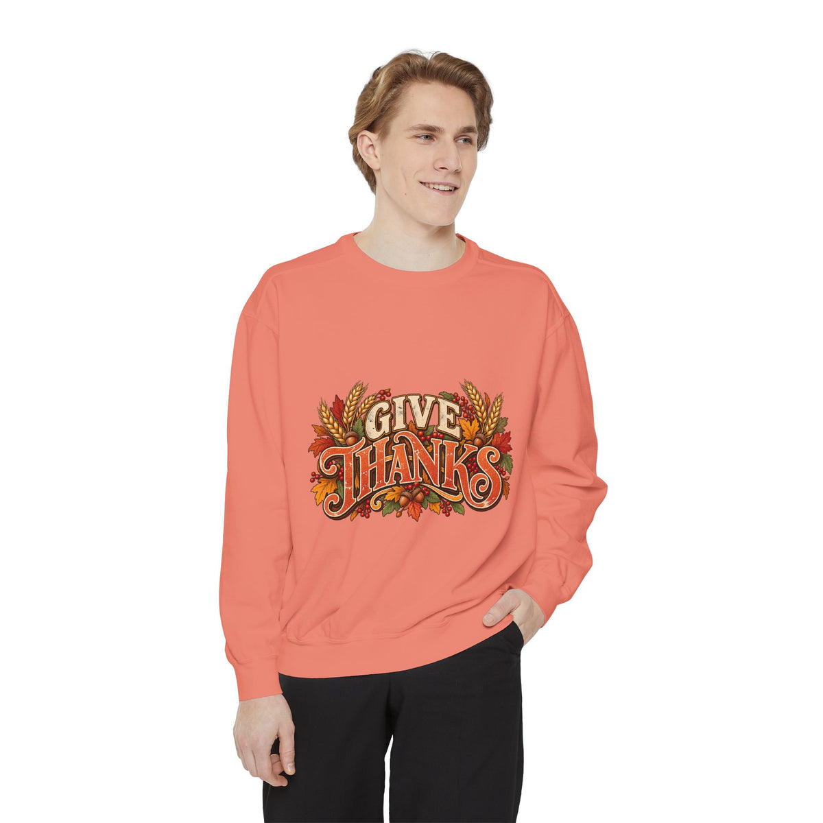 Give Thanks Fall Leaves Sweatshirt | Thanksgiving Seasonal Crewneck