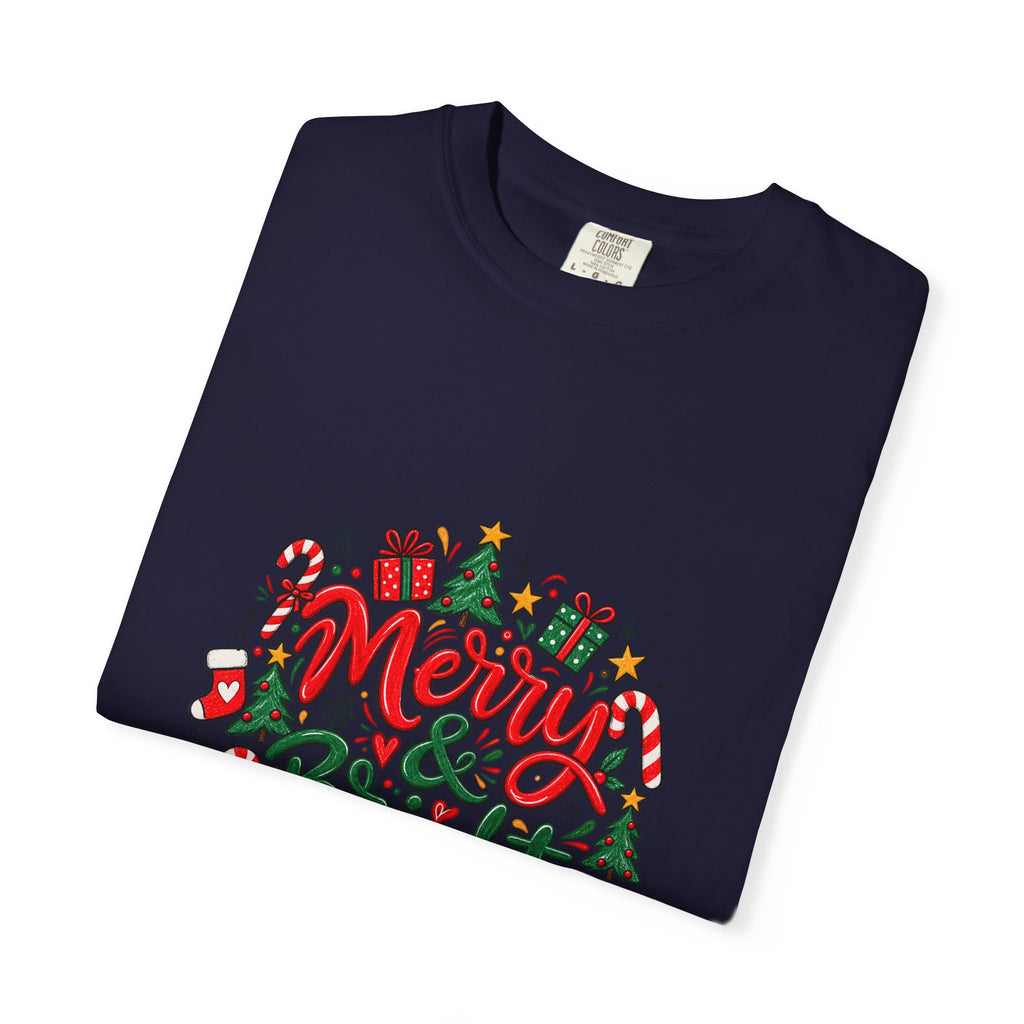 Merry & Bright Christmas T-Shirt | Festive Holiday Graphic Tee