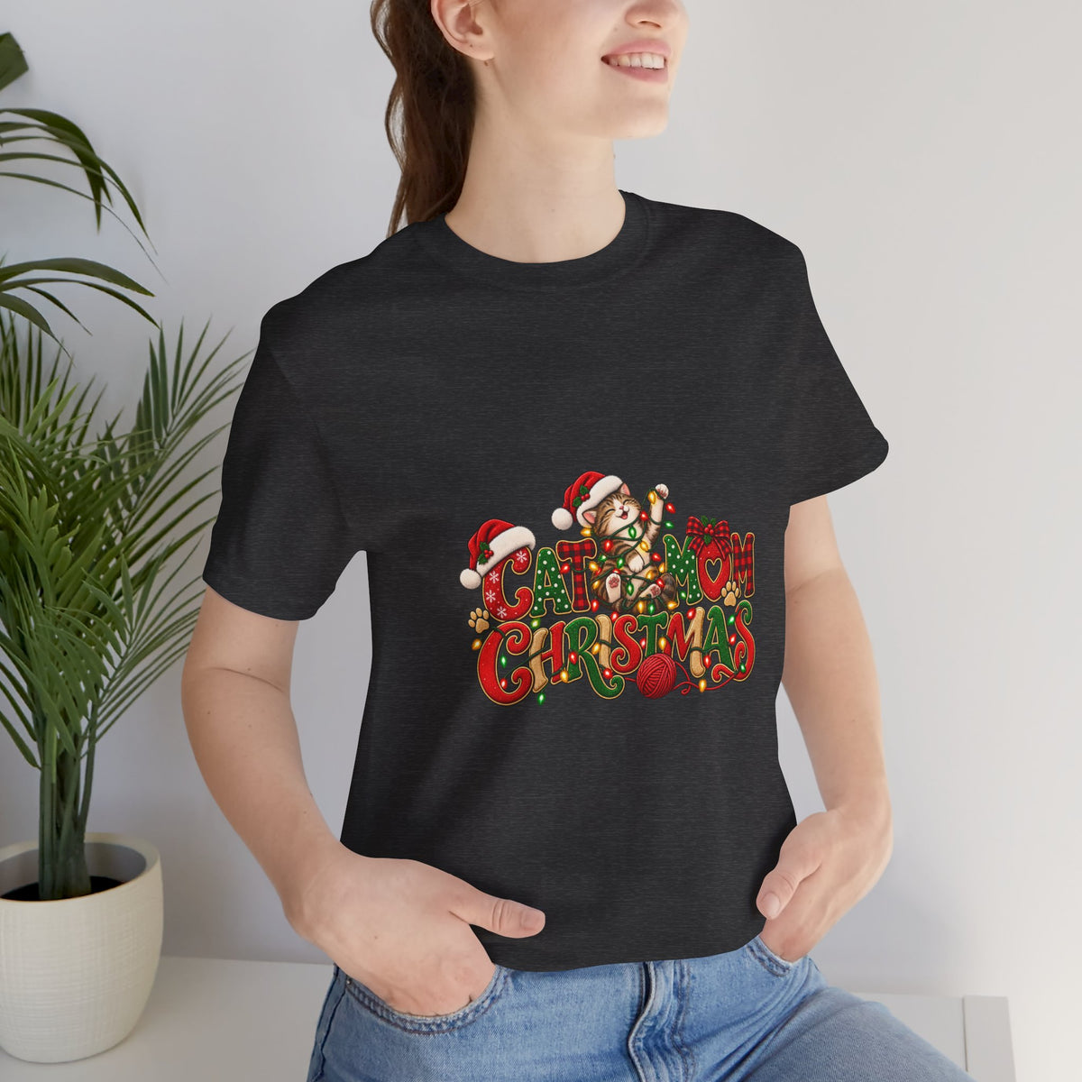 Christmas Cat Tee — Cute "Cat-ty Christmas" Holiday T-Shirt with Santa Cat Design