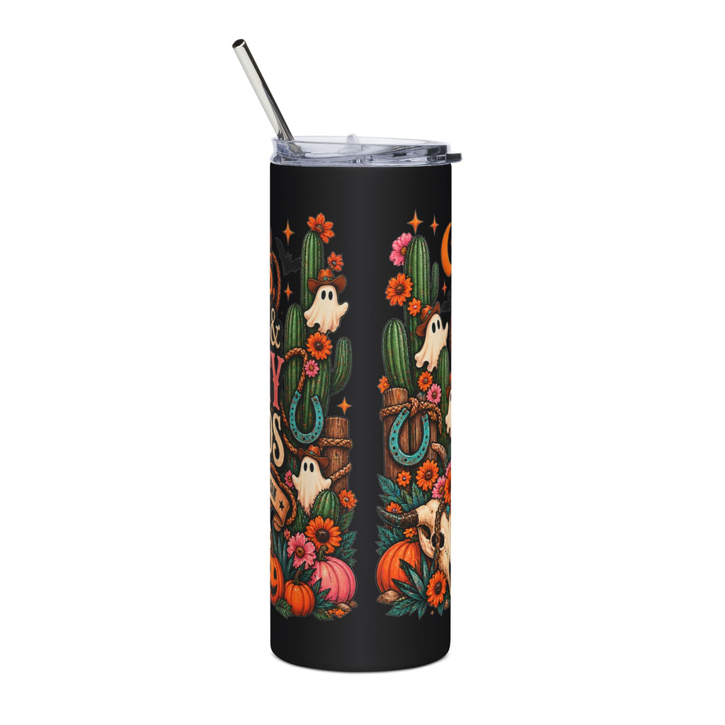 Cowboy Ghosts Halloween Tumbler | 20oz Stainless Steel Skinny Tumbler