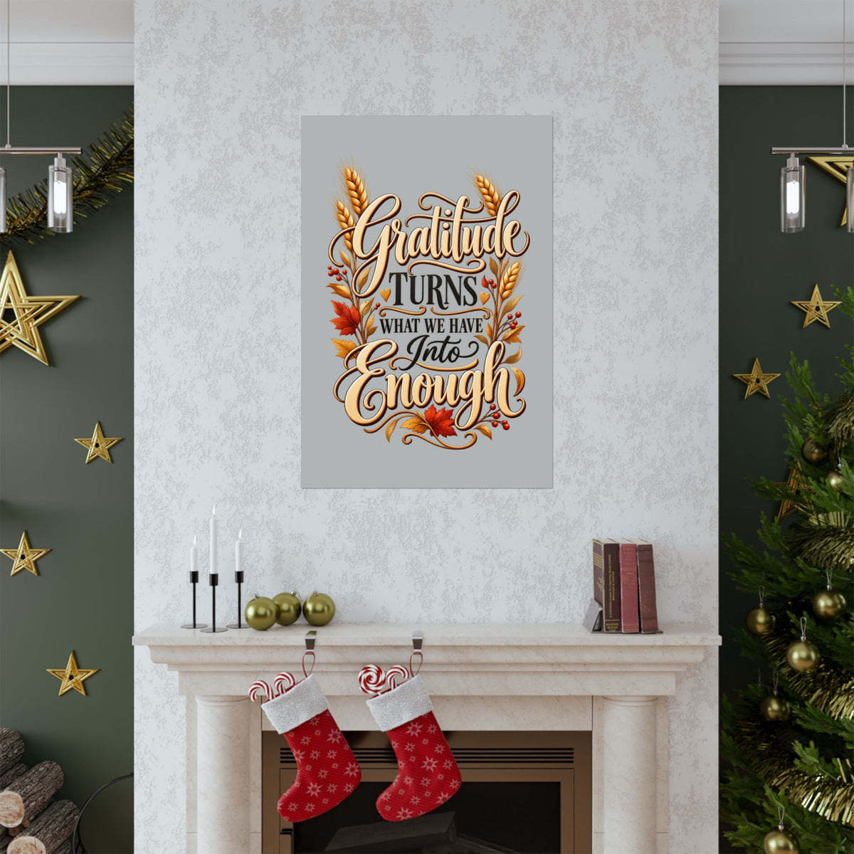Gratitude Turns What We Have Into Enough — Thanksgiving Quote Wall Art, Minimalist Fall Poster, Farmhouse Autumn Decor