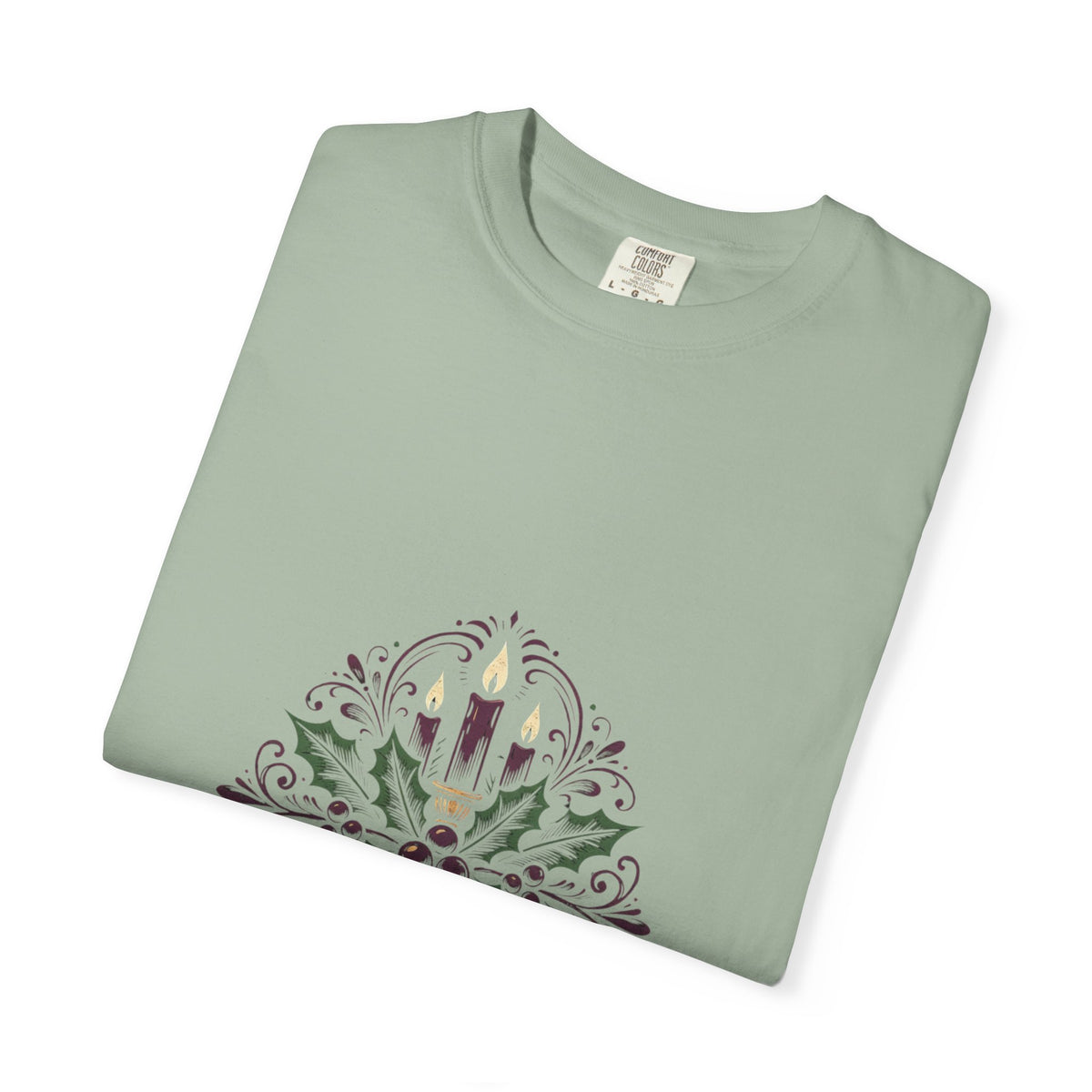 Moody Holiday Candle Wreath T-Shirt | Christmas Seasonal Tee | Festive Graphic Shirt | Holiday Gift for Her Him | Vintage Xmas
