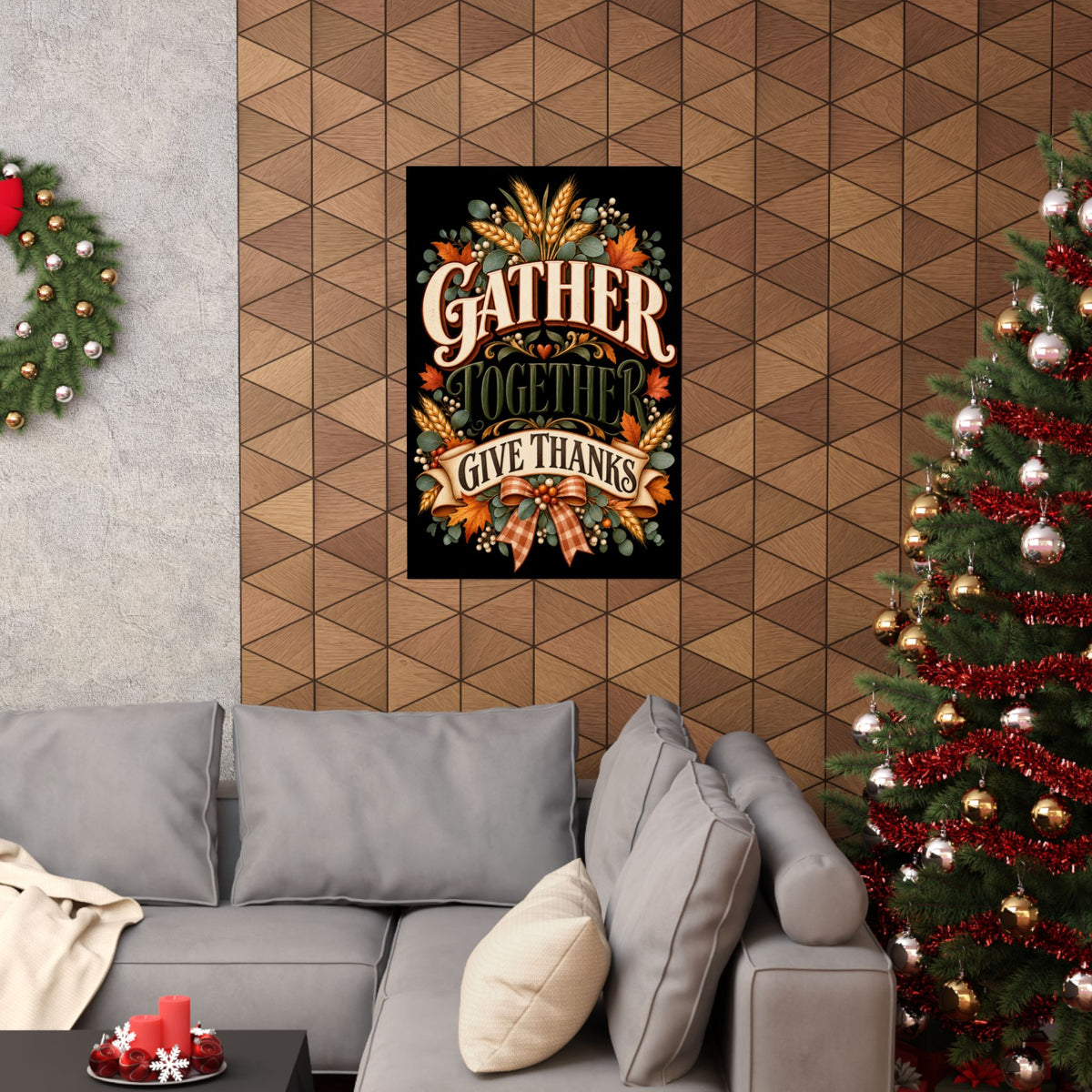 Gather Together Give Thanks Poster | Thanksgiving Fall Wall Art, Harvest Typography
