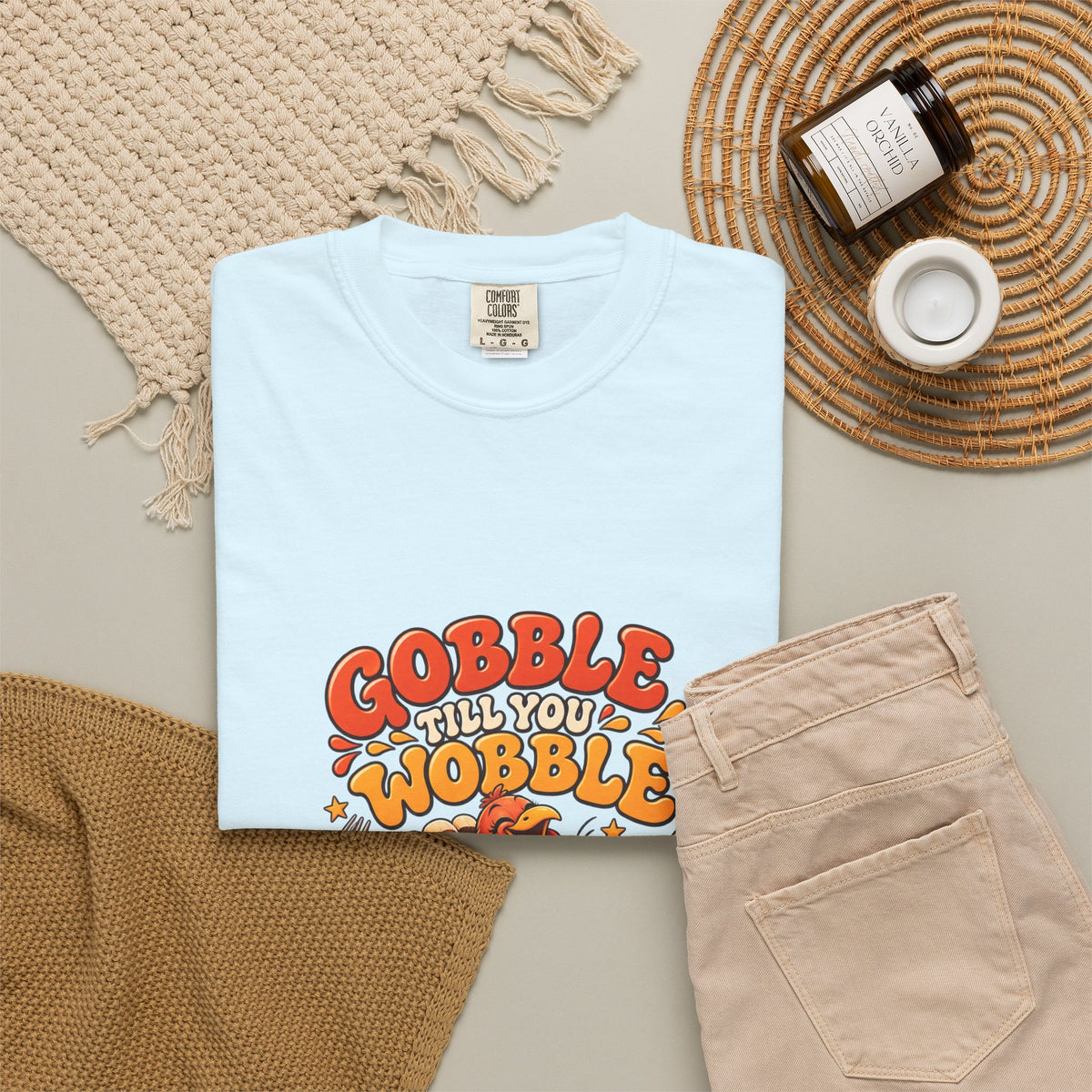 Gobble Till You Wobble Turkey T-Shirt | Thanksgiving Turkey Graphic