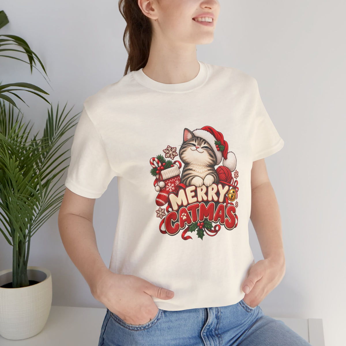 Merry Catmas T-Shirt – Cute Christmas Cat Holiday Tee