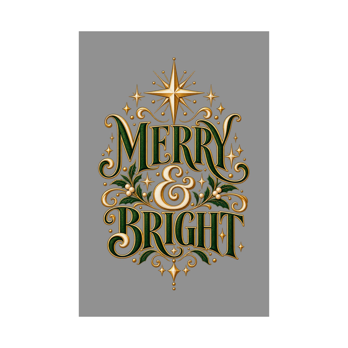 Merry & Bright Holiday Poster — Matte Vertical Christmas Wall Art