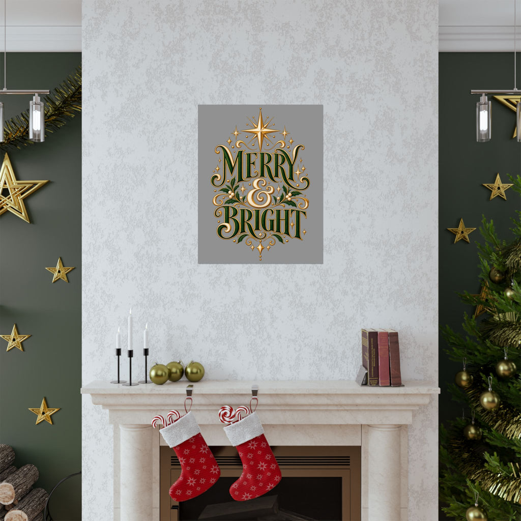 Merry & Bright Holiday Poster — Matte Vertical Christmas Wall Art
