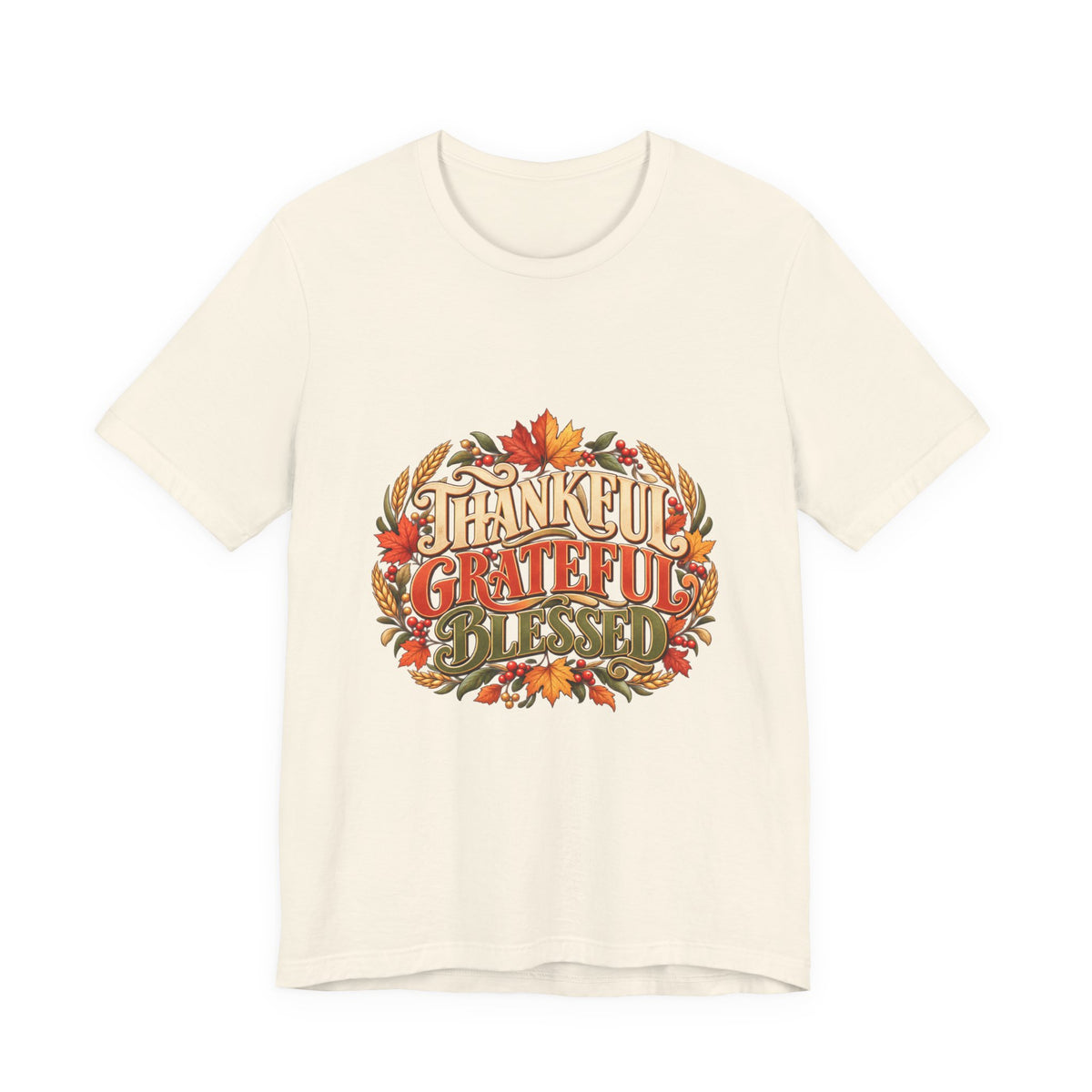 Thankful Grateful Blessed tee | Fall leaves Thanksgiving shirt