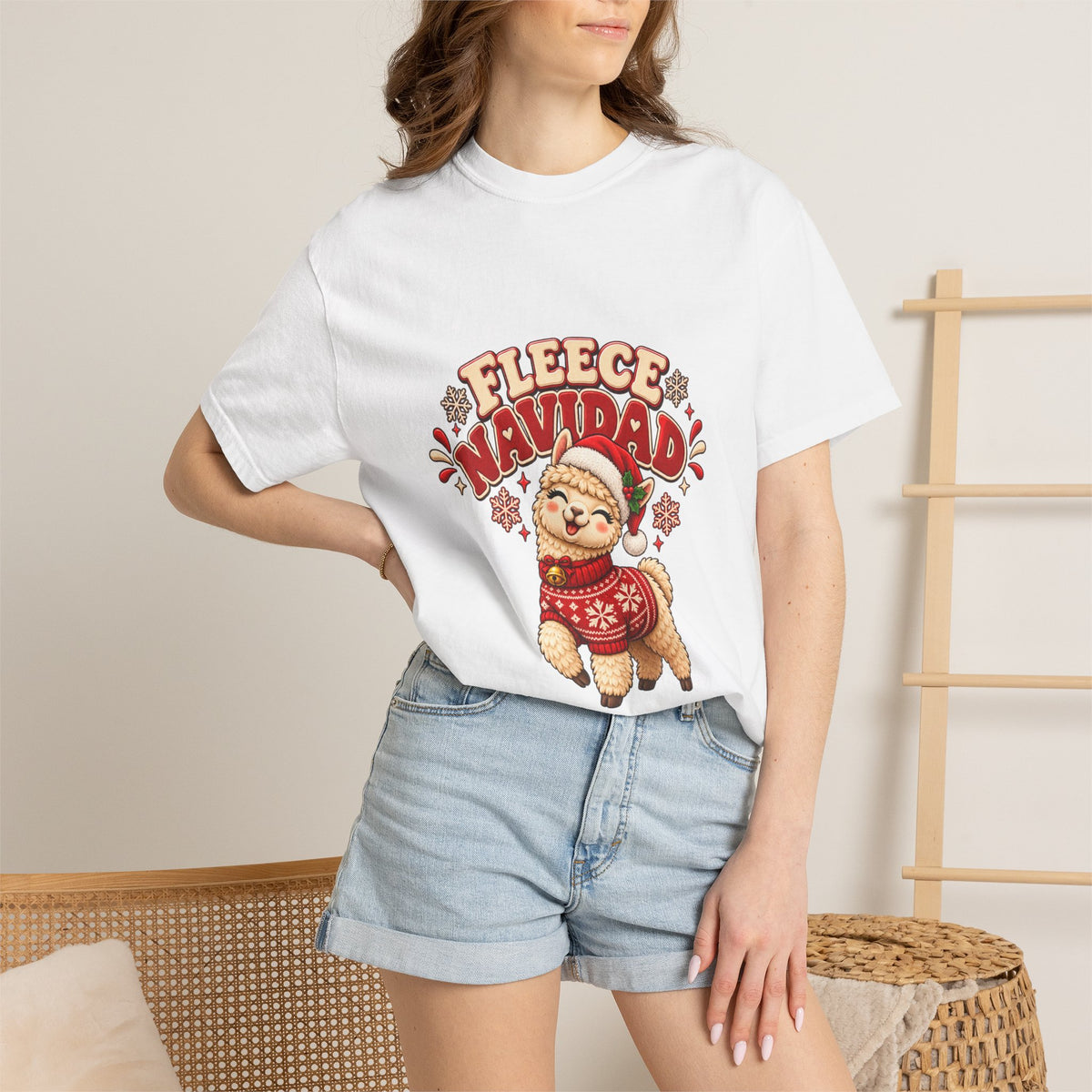 Fleece Navidad Tee — Cute Llama Christmas T-Shirt