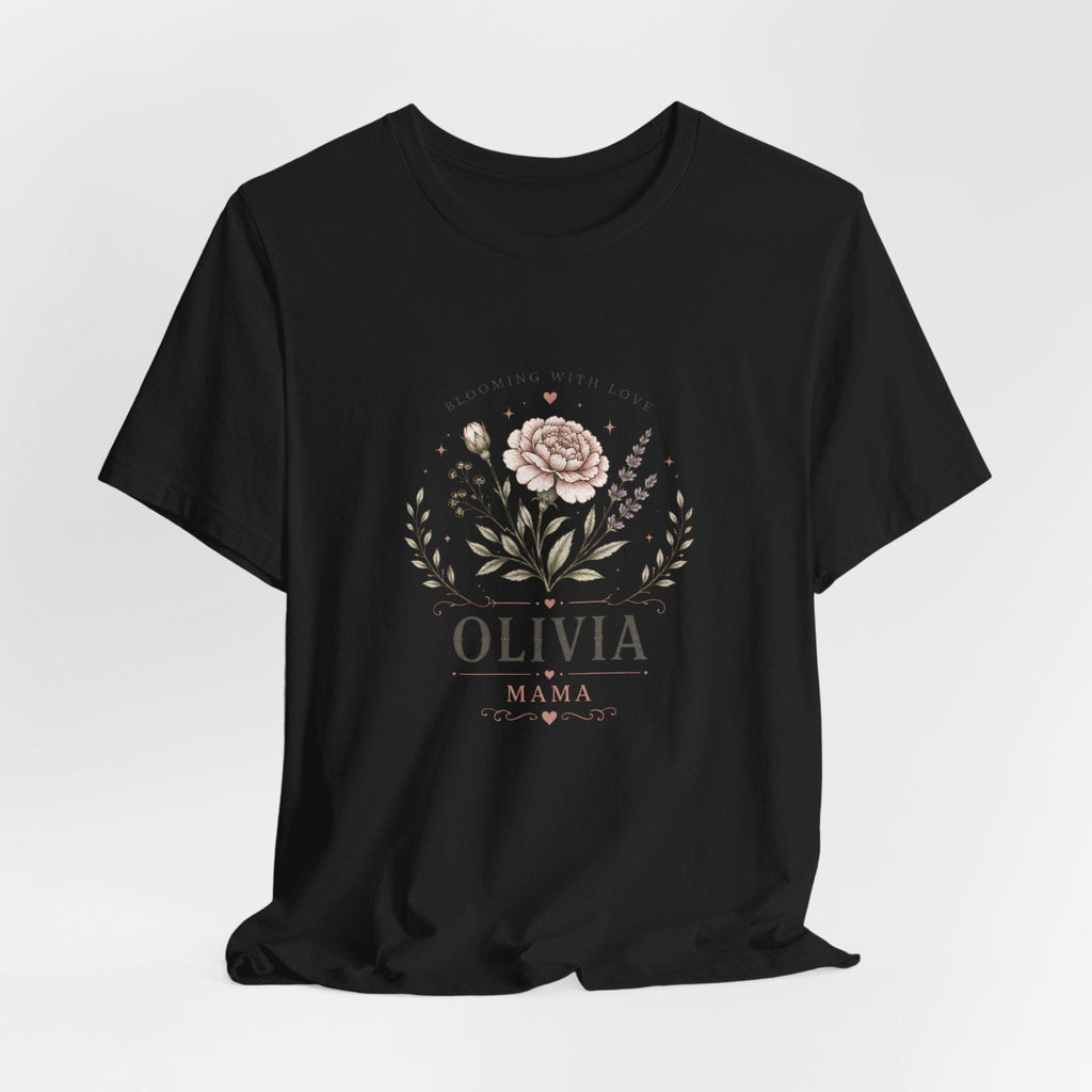 Olivia Floral Name Mama T-Shirt | Personalized Flower Monogram Tee