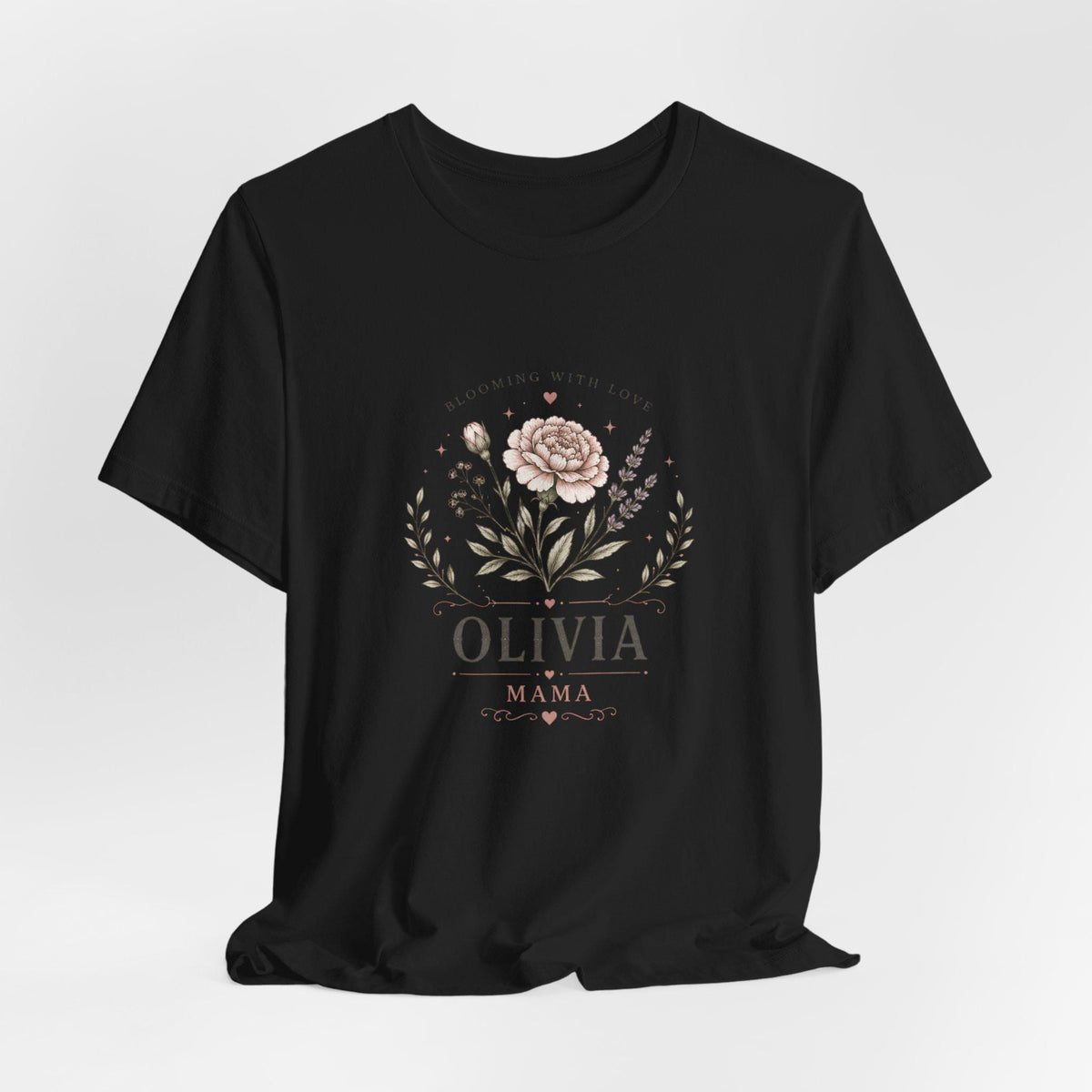 Olivia Floral Name Mama T-Shirt | Personalized Flower Monogram Tee