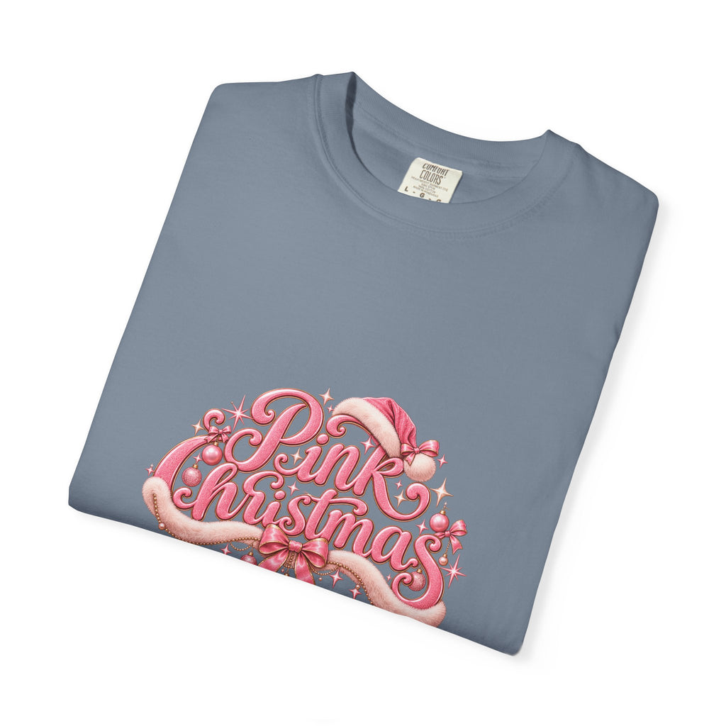 Pink Christmas T-Shirt — Festive Retro Script Holiday Tee