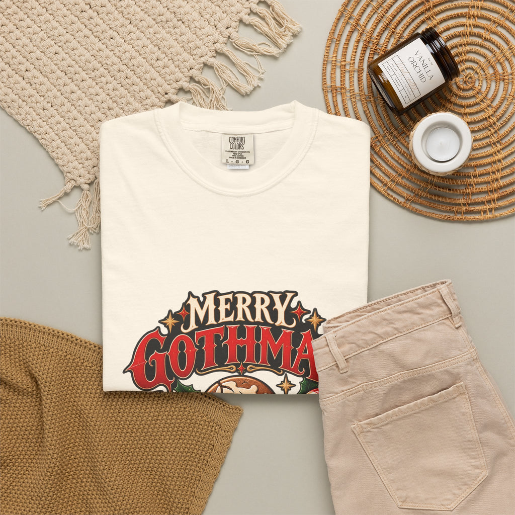 Merry Gothmas skull gingerbread graphic T-shirt | Gothic Christmas tee