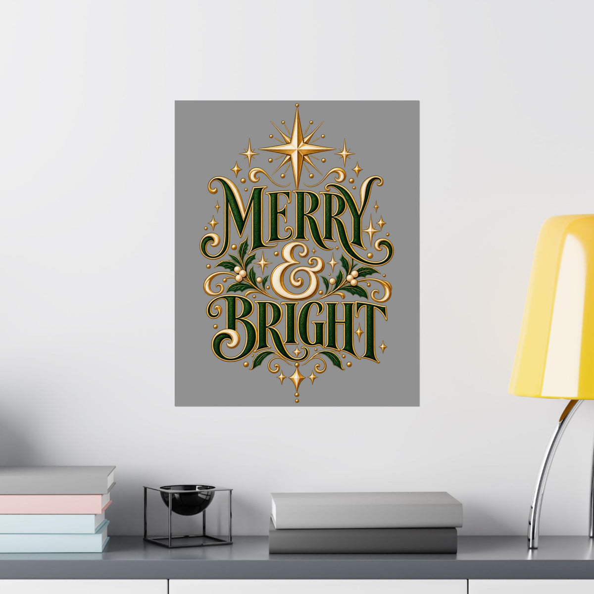 Merry & Bright Holiday Poster — Matte Vertical Christmas Wall Art