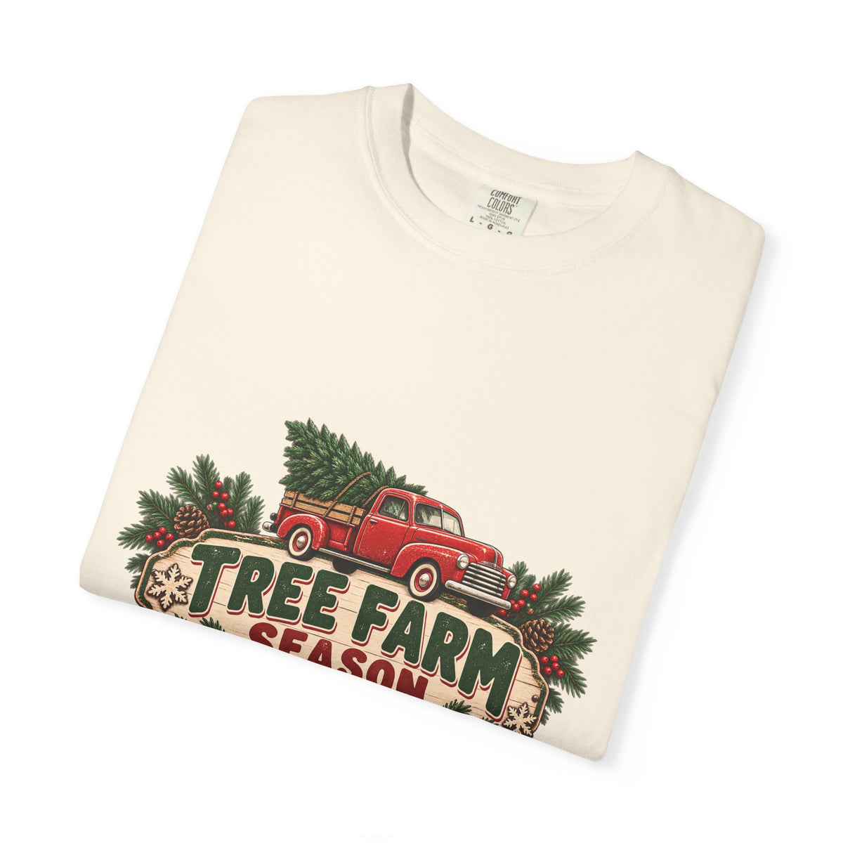 Tree Farm Season T-Shirt — Vintage Red Truck Christmas Tee