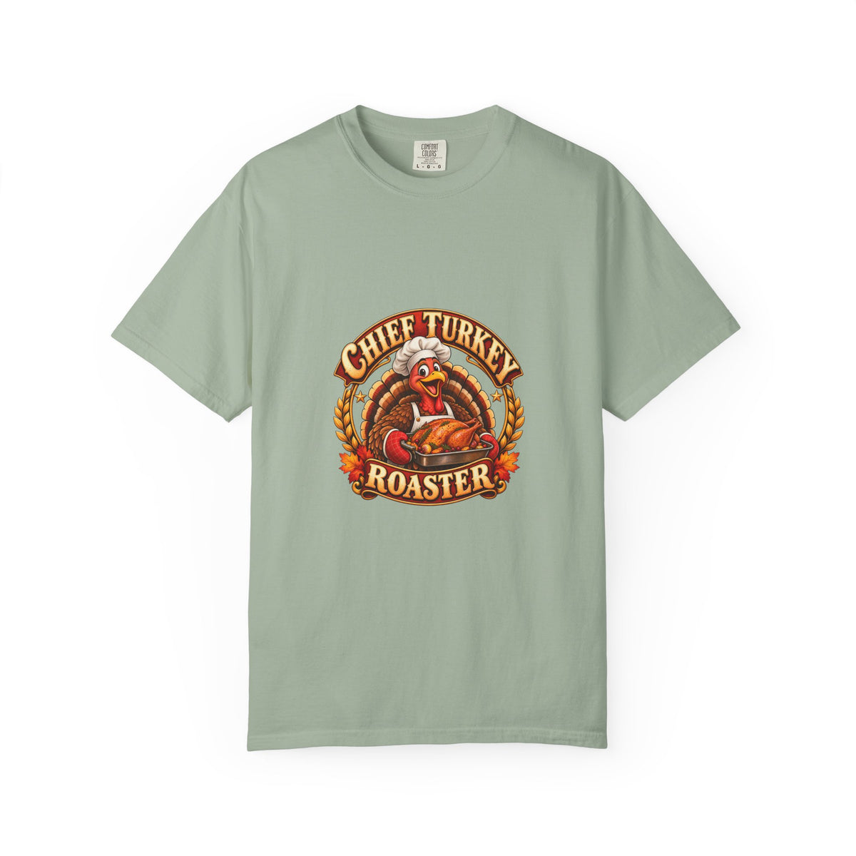 Chief Turkey Roaster T-Shirt — Retro Thanksgiving Emblem Tee, Vintage BBQ Turkey Badge Graphic Fall Shirt