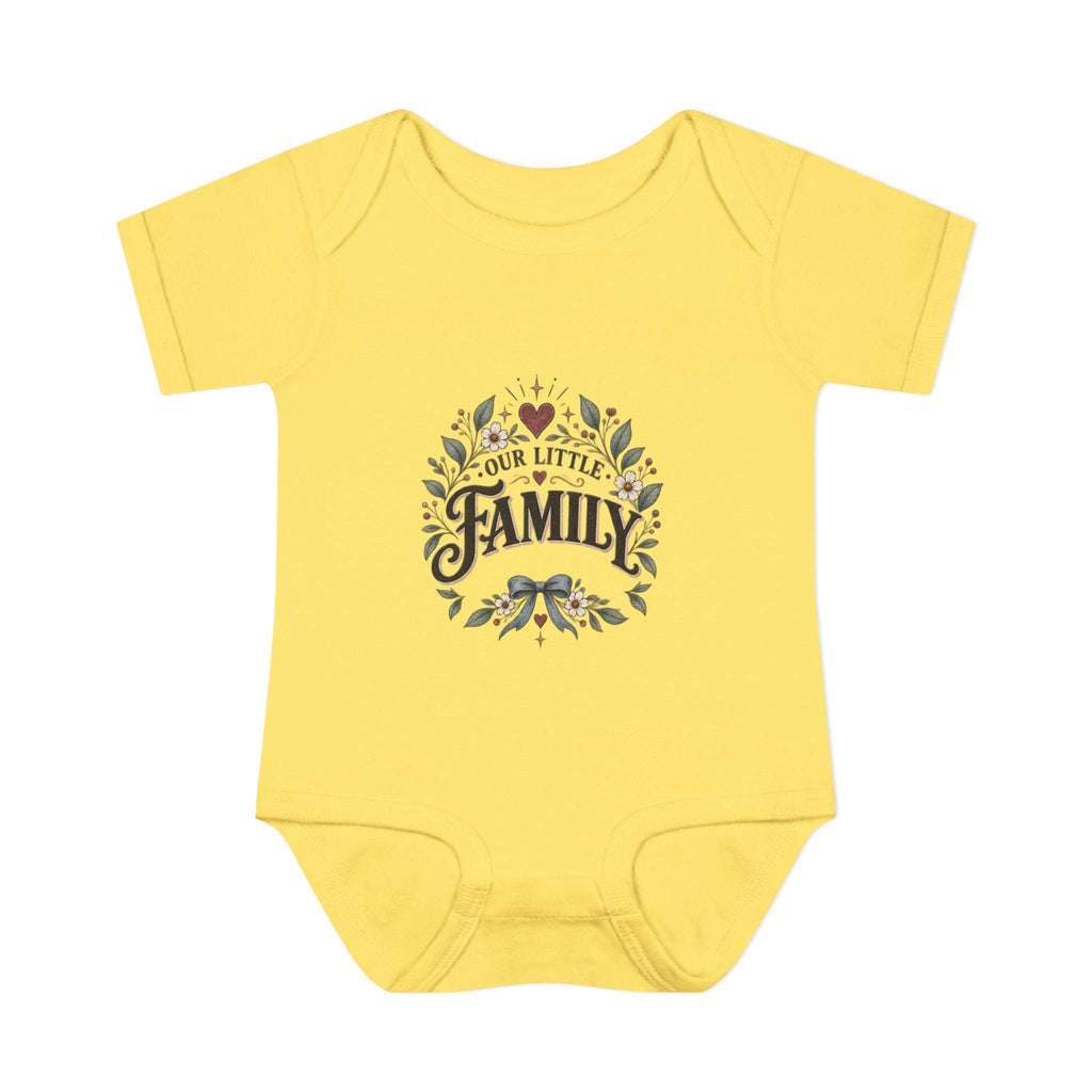 Our Little Family Infant Bodysuit | Floral Heart Woodland Baby Onesie