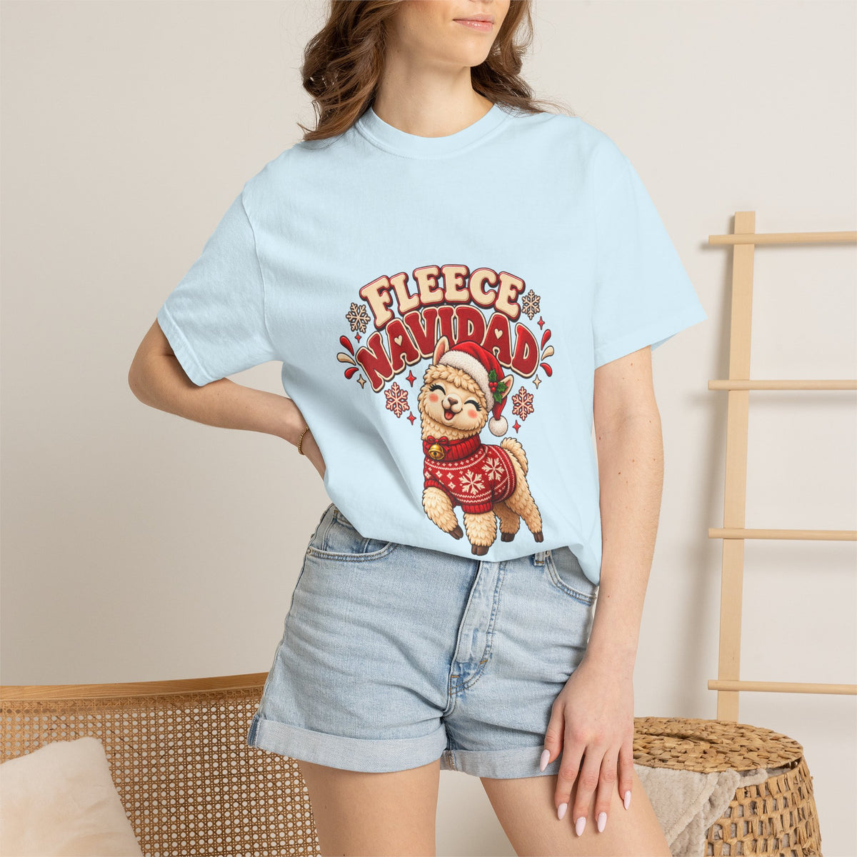 Fleece Navidad Tee — Cute Llama Christmas T-Shirt