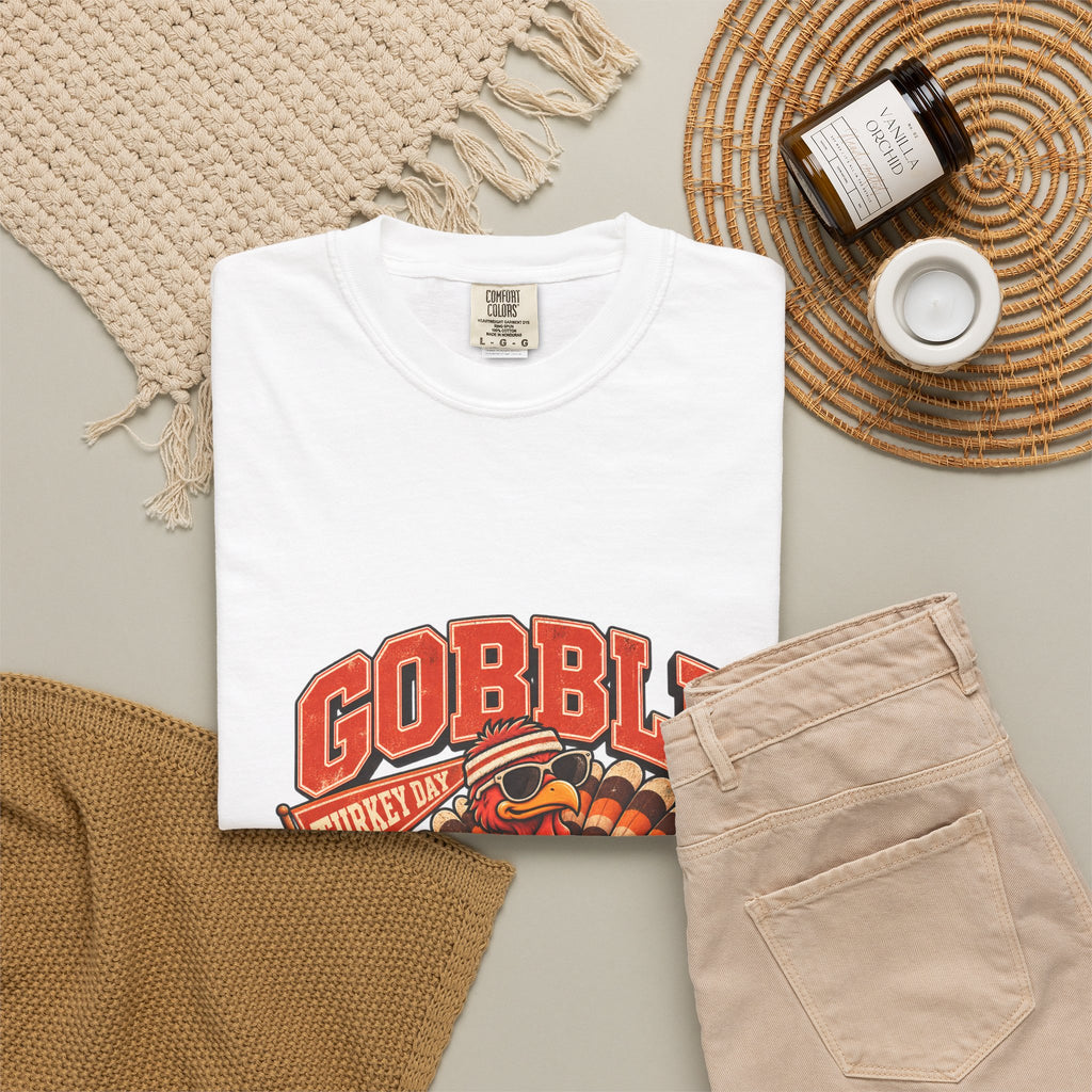 Gobble Squad Turkey Football Helmet T-Shirt | Thanksgiving Turkey Sports Tee