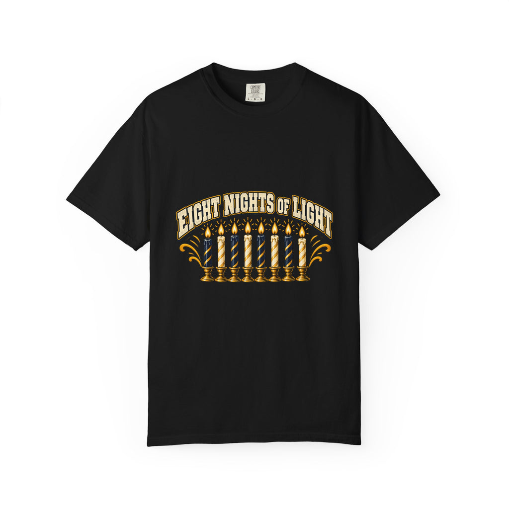 Eight Nights of Light Menorah Tee | Hanukkah T-Shirt, Menorah Illustration