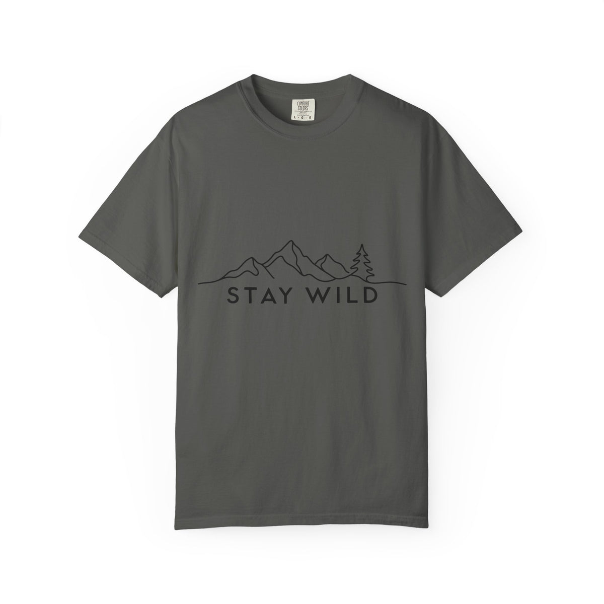 Stay Wild mountain line art T-shirt | minimalist outdoors tee