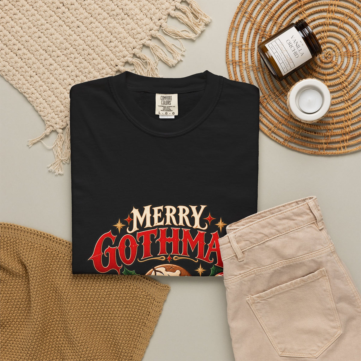 Merry Gothmas skull gingerbread graphic T-shirt | Gothic Christmas tee