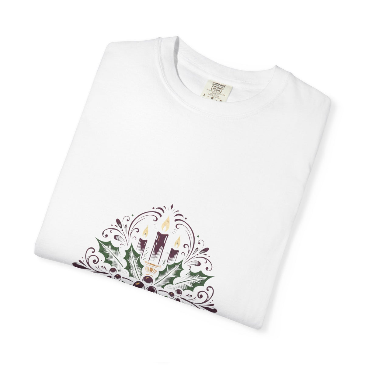 Moody Holiday Candle Wreath T-Shirt | Christmas Seasonal Tee | Festive Graphic Shirt | Holiday Gift for Her Him | Vintage Xmas