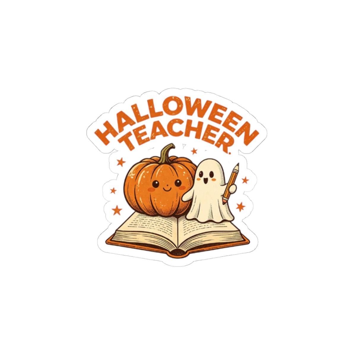 Halloween Teacher Pumpkin And Ghost Sticker