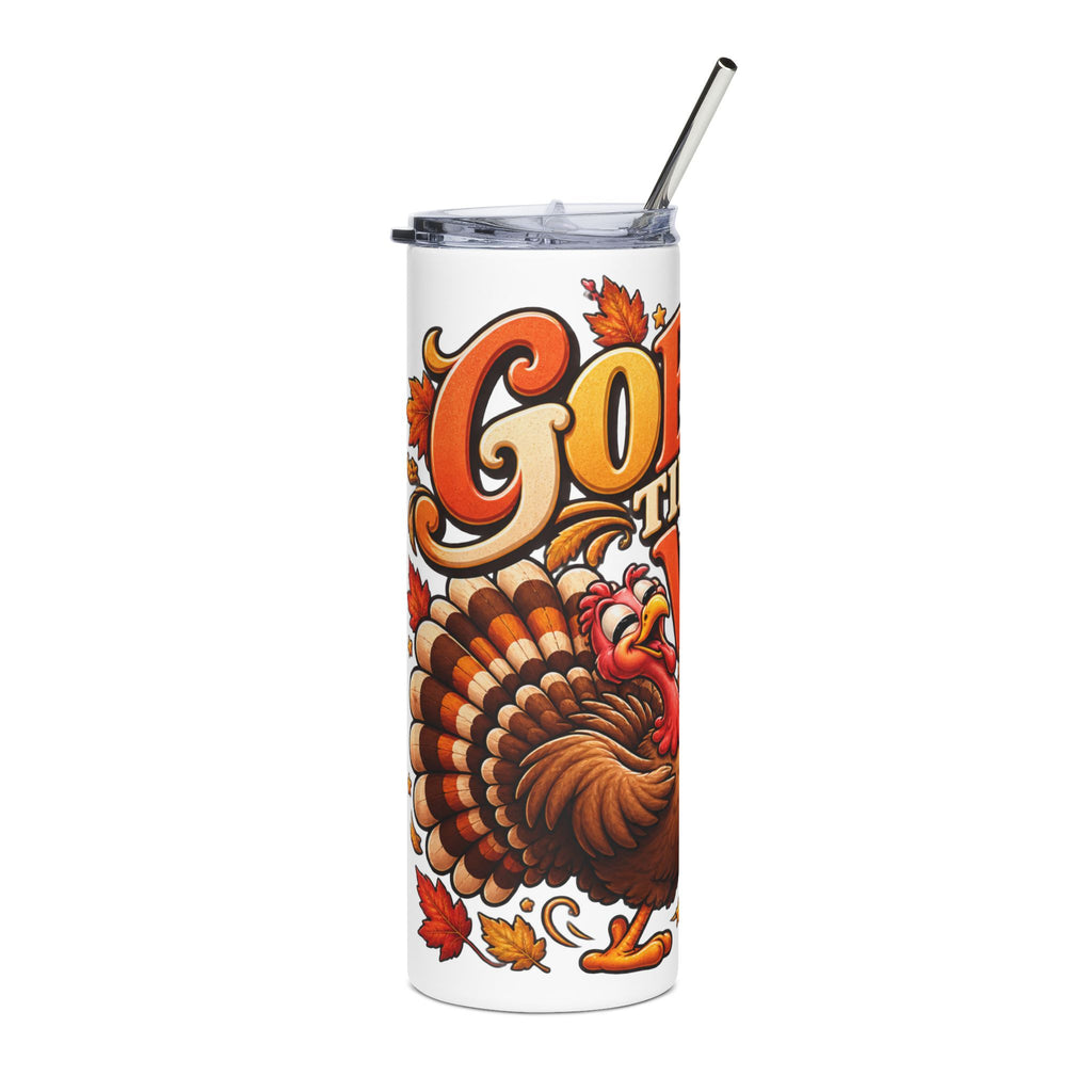 Gobble Till You Wobble Tumbler — Funny Thanksgiving 20oz Stainless Steel Turkey Tumbler, Fall Holiday Gift