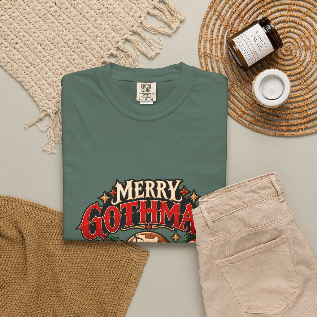 Merry Gothmas skull gingerbread graphic T-shirt | Gothic Christmas tee