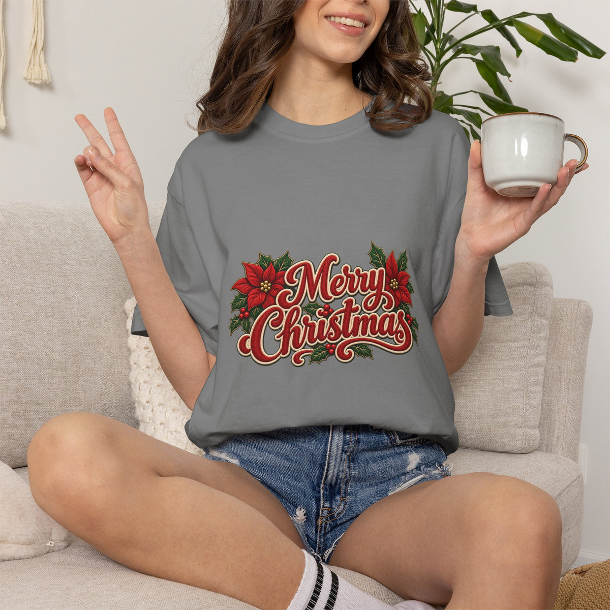 Merry Christmas Poinsettia T-Shirt