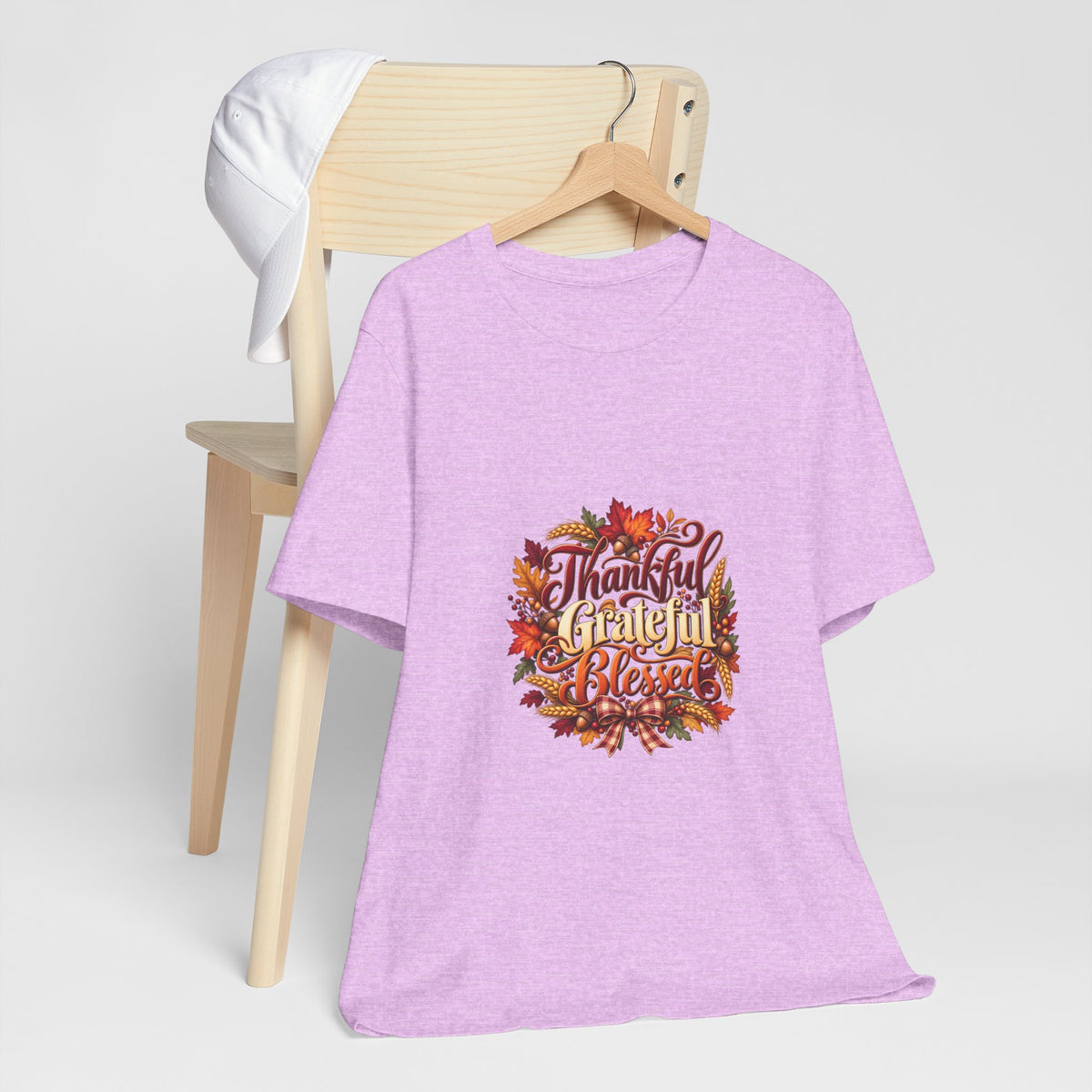 Thankful Grateful Blessed T-Shirt — Fall Leaves Thanksgiving Tee, Autumn Gratitude Shirt, Family Matching Outfit